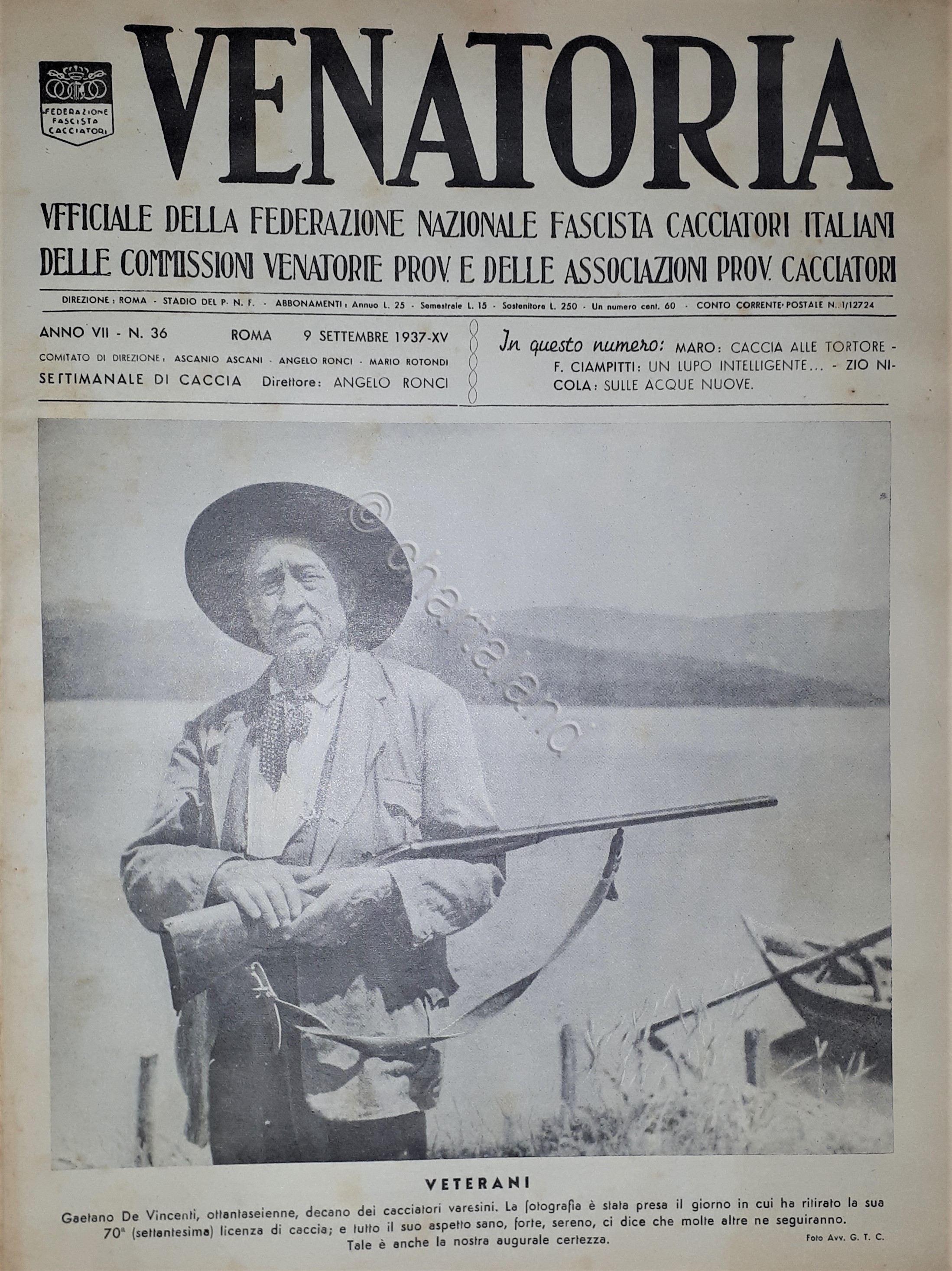 Caccia Rivista - Venatoria N. 36 - Veterani - 1937