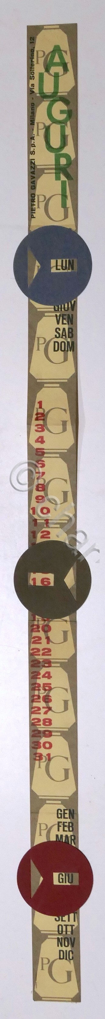 Calendario ditta Pietro Gavazzi S.p.A. Milano - anni '60