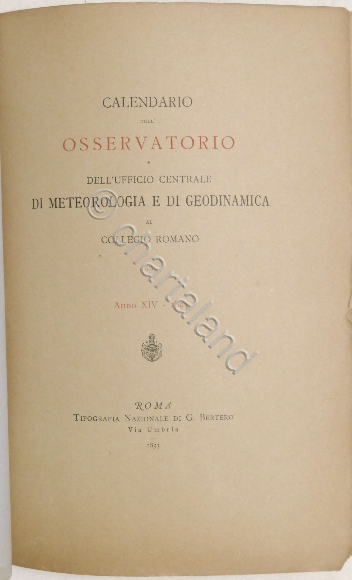 Calendario Osservatorio di Meteorologia e di Geodinamica al Collegio Romano …