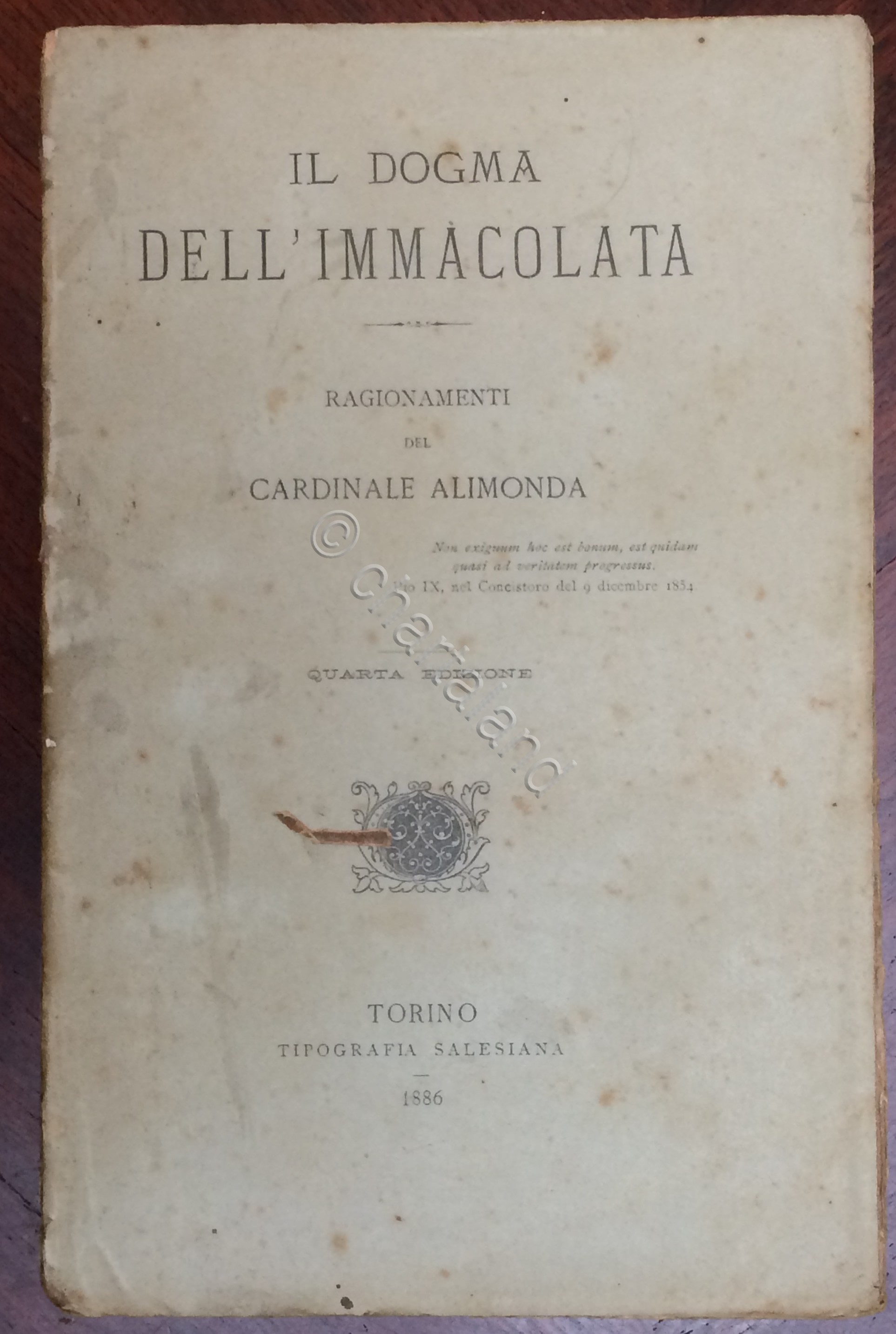 Cardinale Alimonda - Il dogma dell'Immacolata - 1886