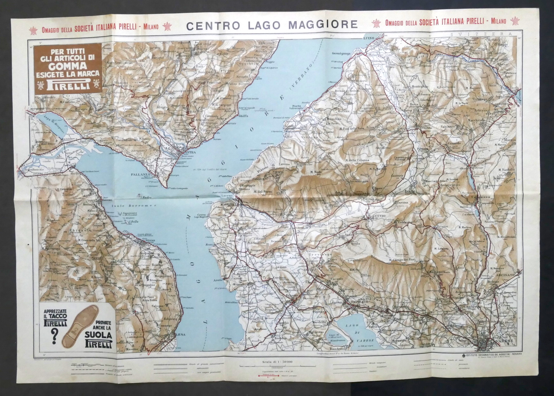 Carta Geografica - Centro Lago Maggiore - Omaggio Società Pirelli …