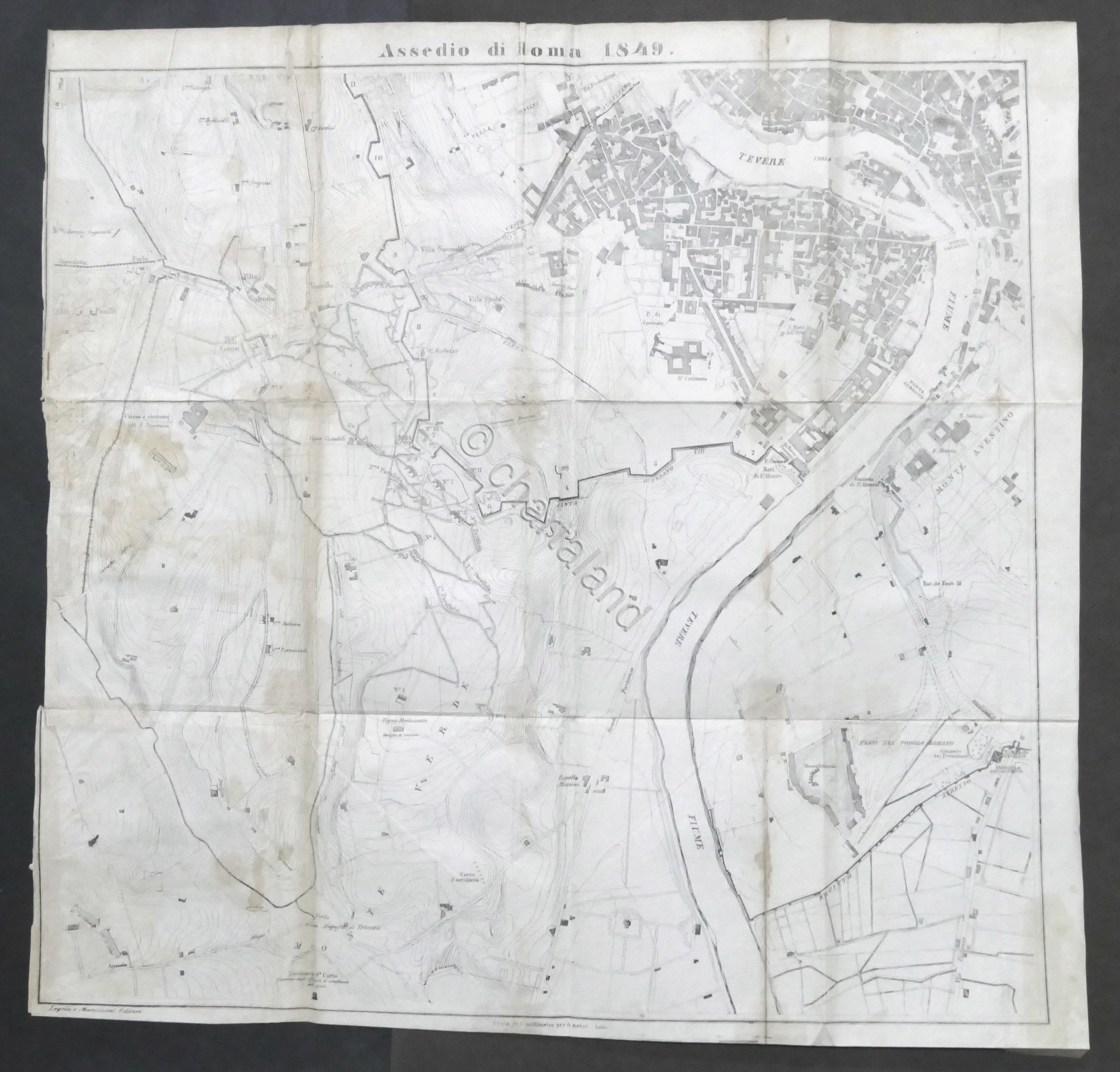 Carta geografica - Pianta Assedio di Roma 1849
