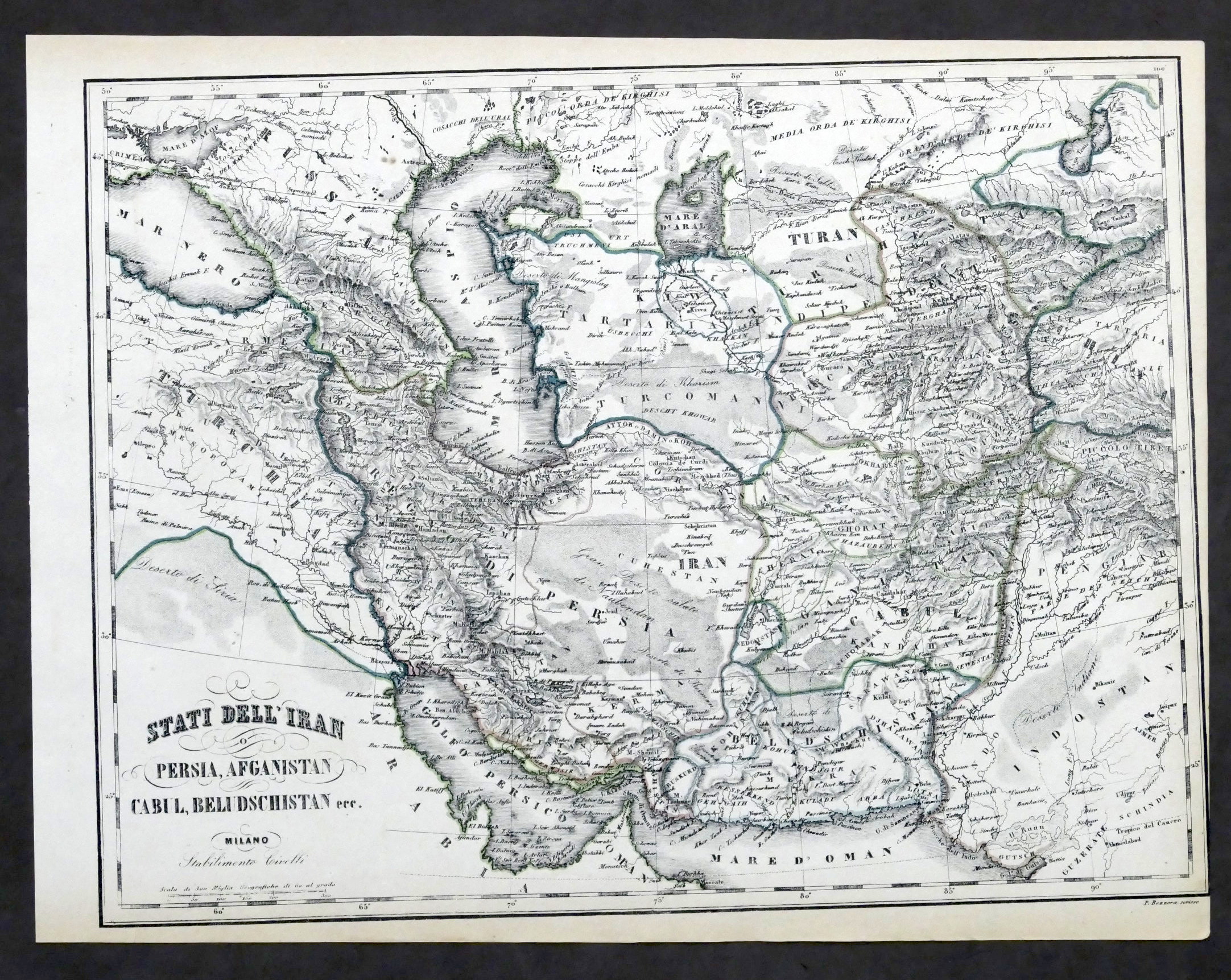 Carta geografica - Stati dell'Iran - Stabilimento Civelli - 1880 …