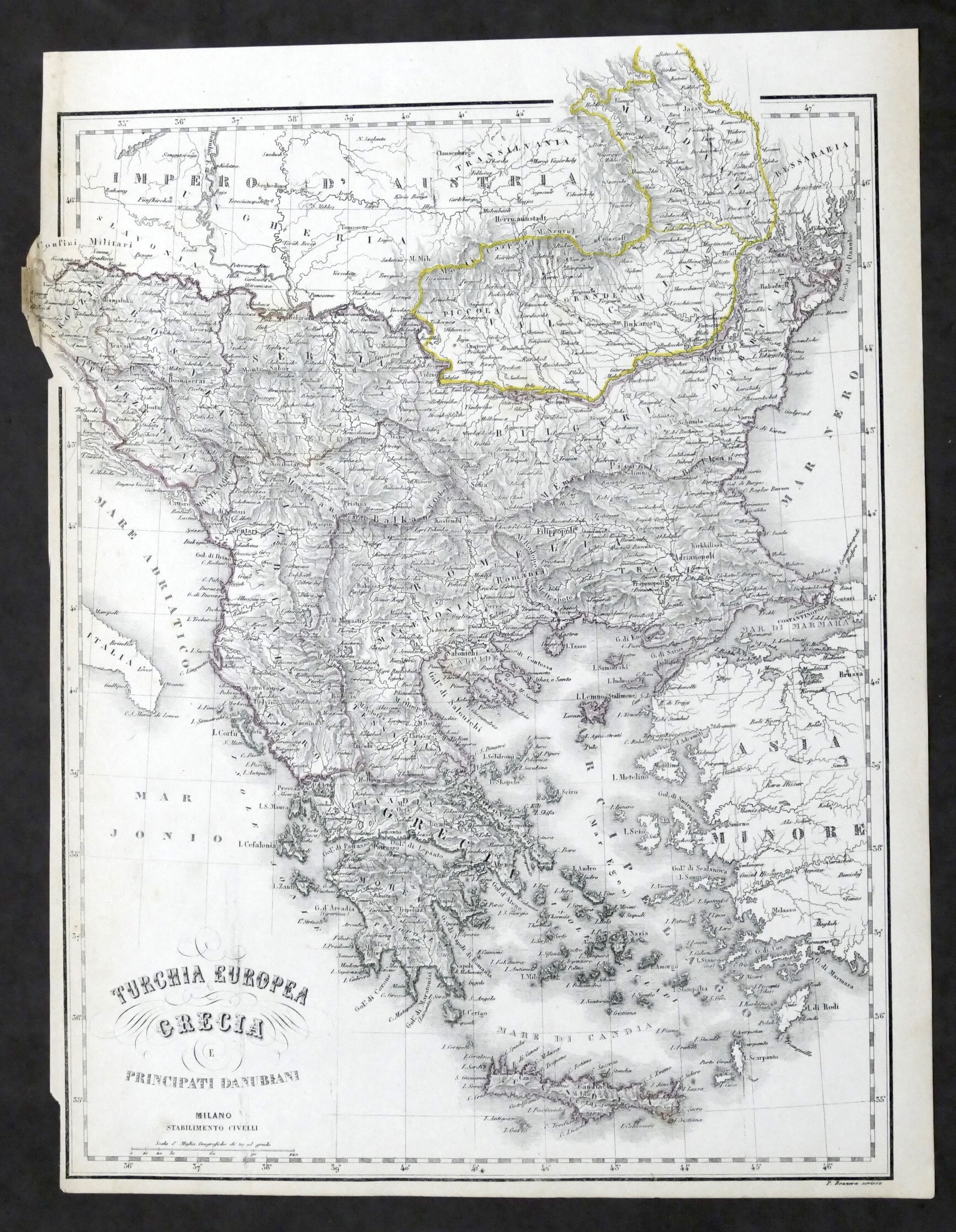 Carta geografica - Turchia Europea - Grecia - Stabilimento Civelli …