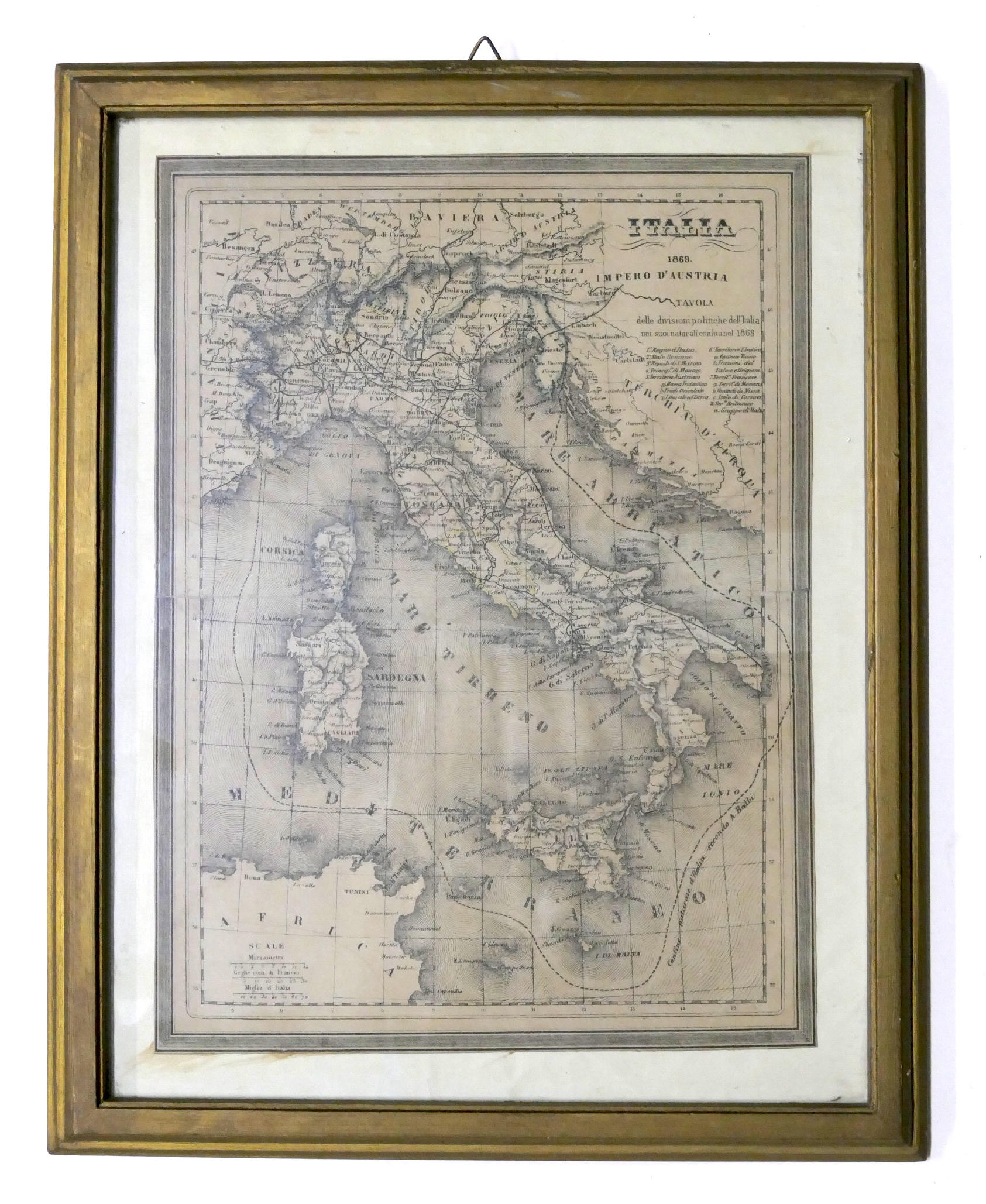 Carta geografica d'Italia - Divisioni politiche nei suoi naturali confini …