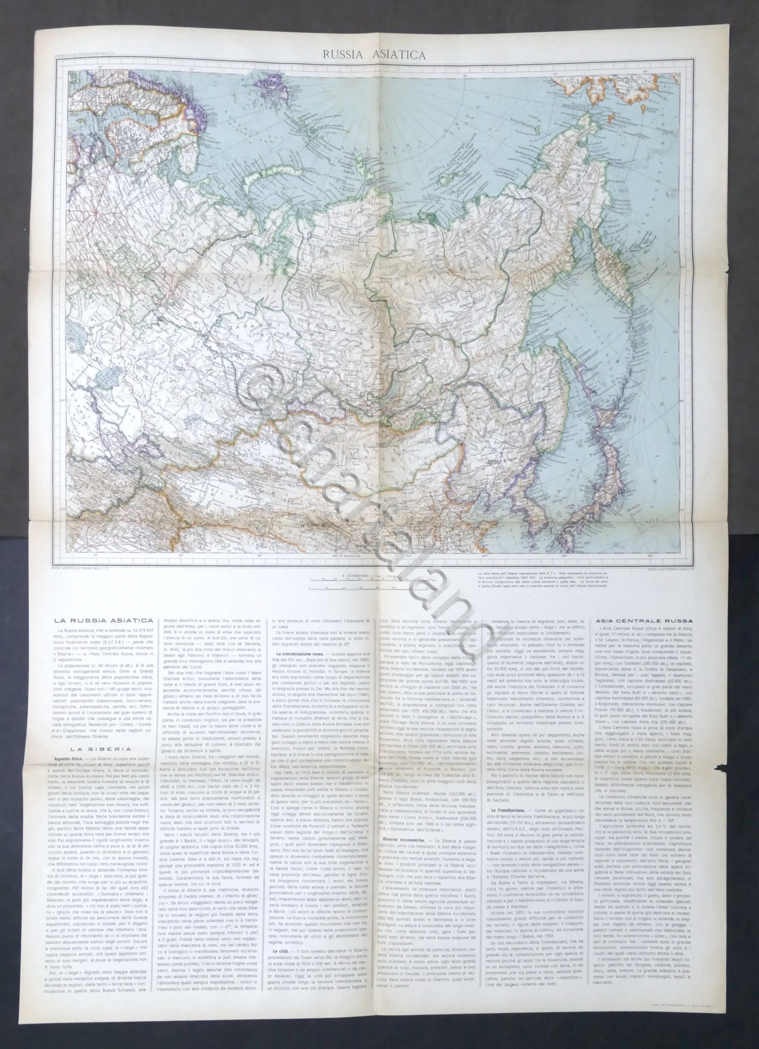 Carta geografica Russia Asiatica - 1940 ca.