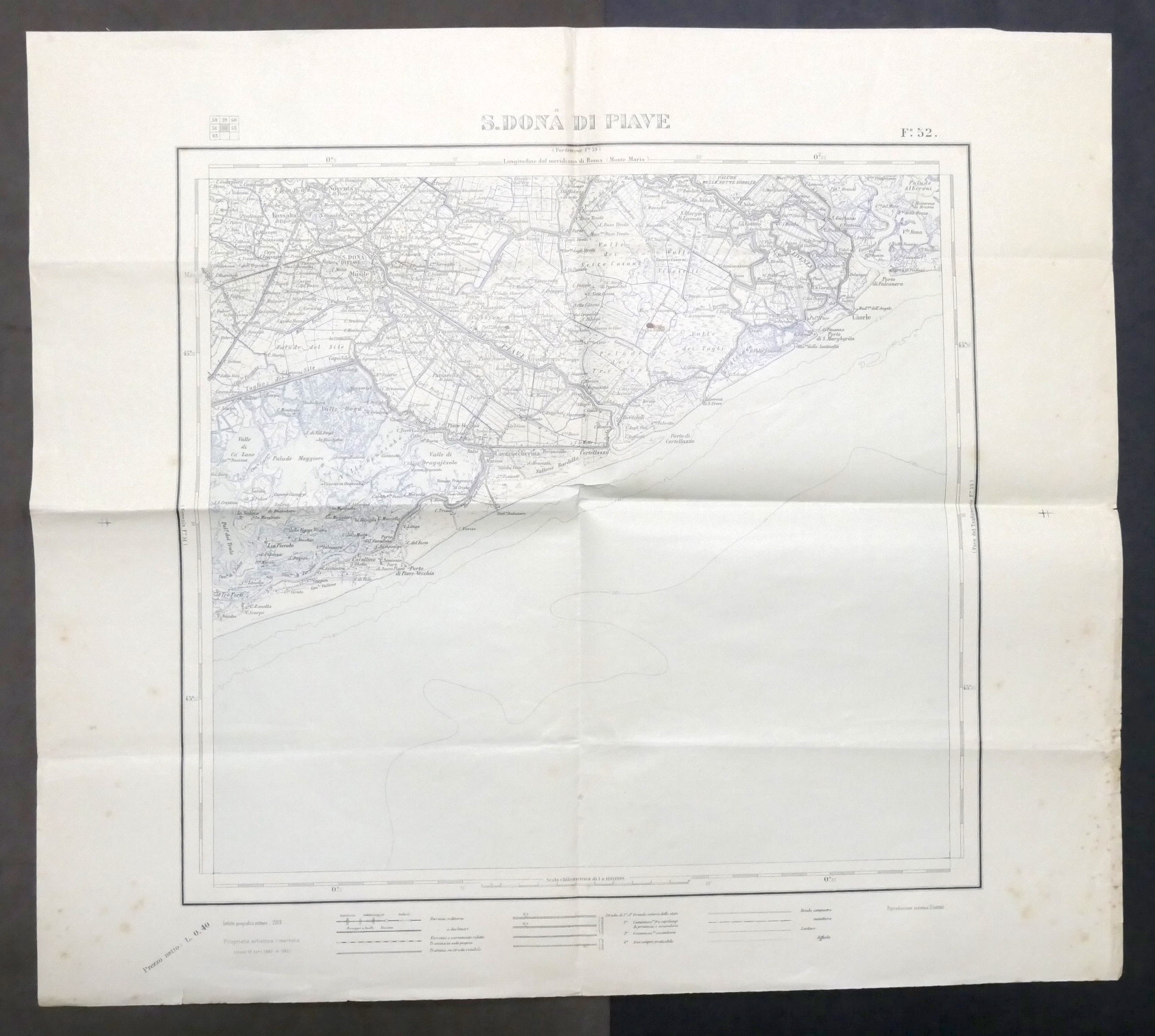 Carta Geografica zona S. Donà di Piave - 1909