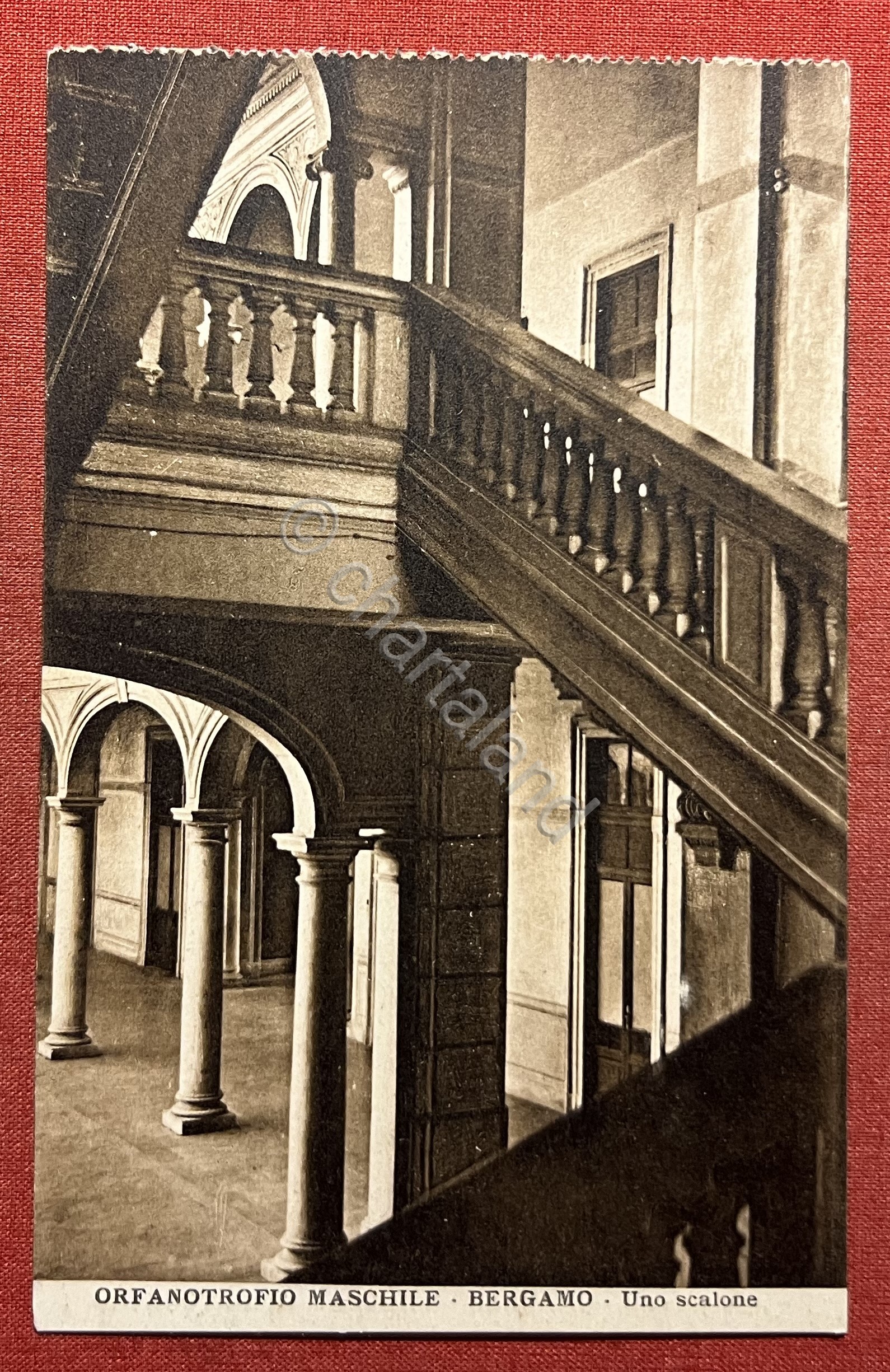 Cartolina - Bergamo - Orfanotrofio Maschile - Uno scalone - …