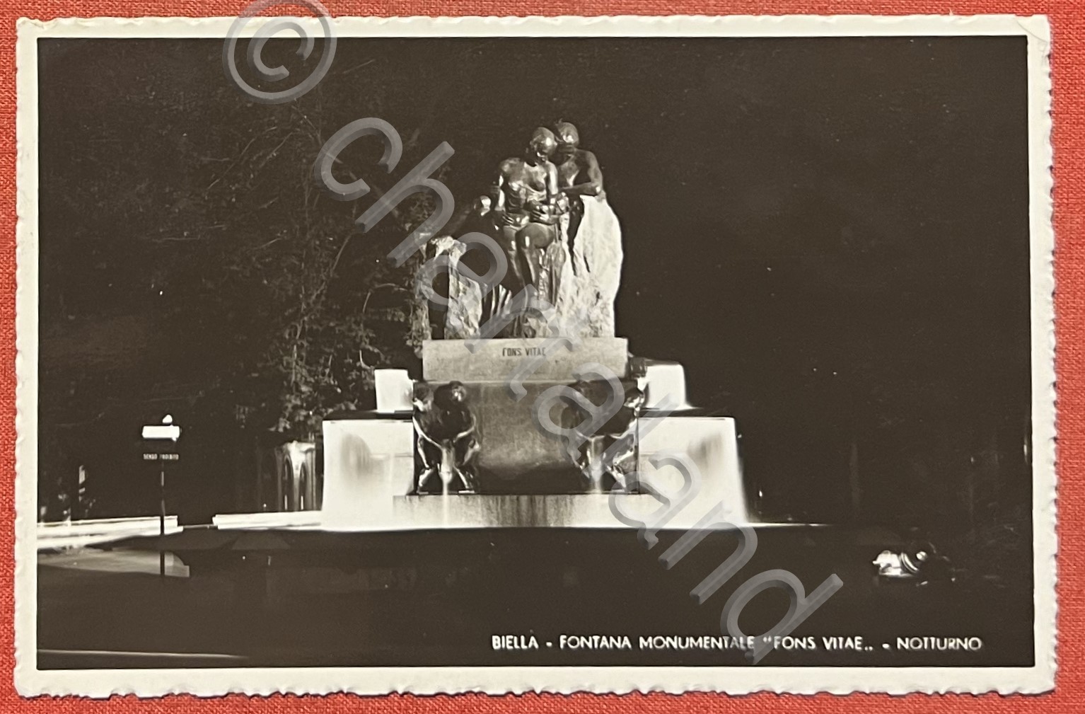 Cartolina - Biella - Fontana Monumentale Fons Vitae - Notturno …
