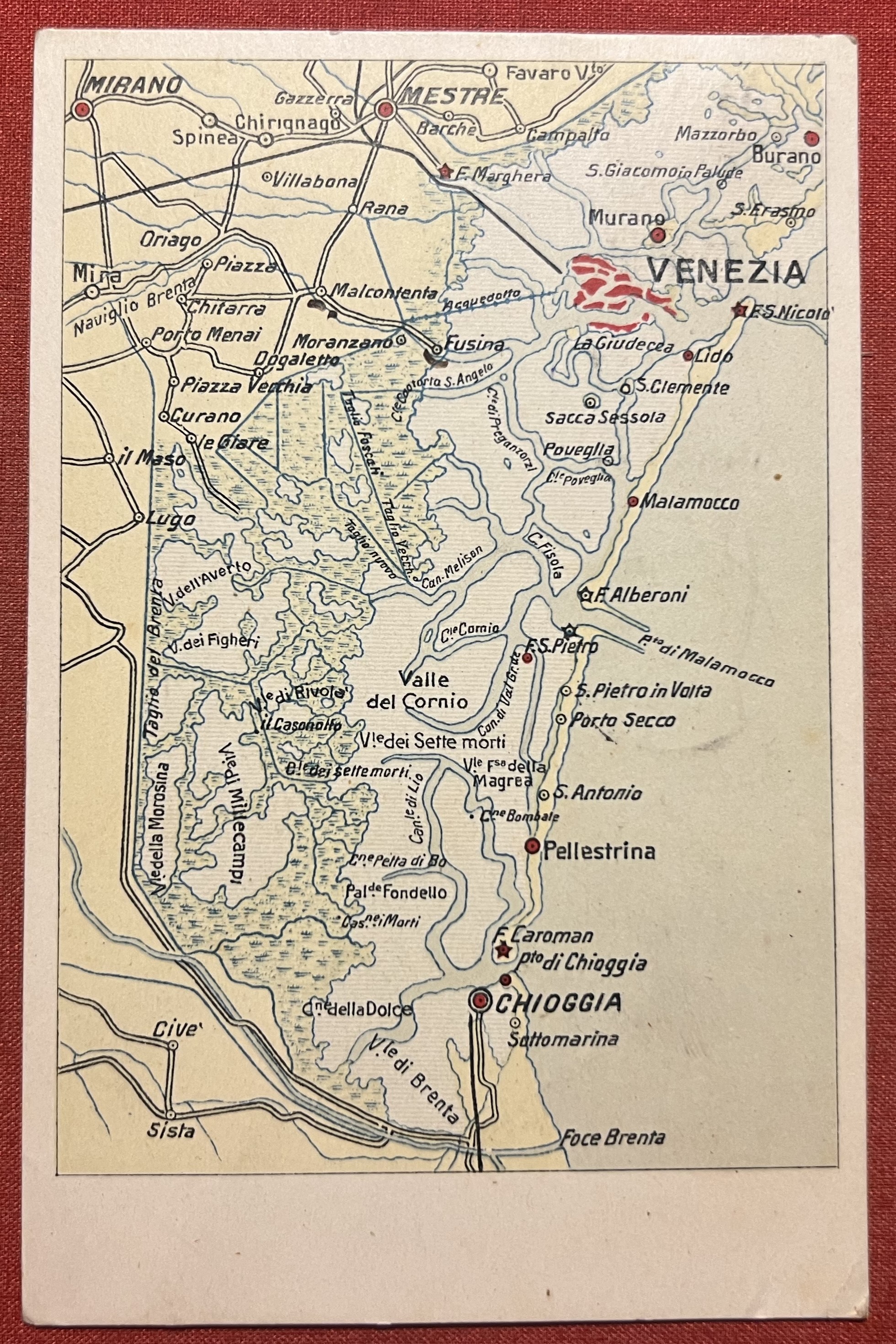 Cartolina - Cartina di Venezia - 1920