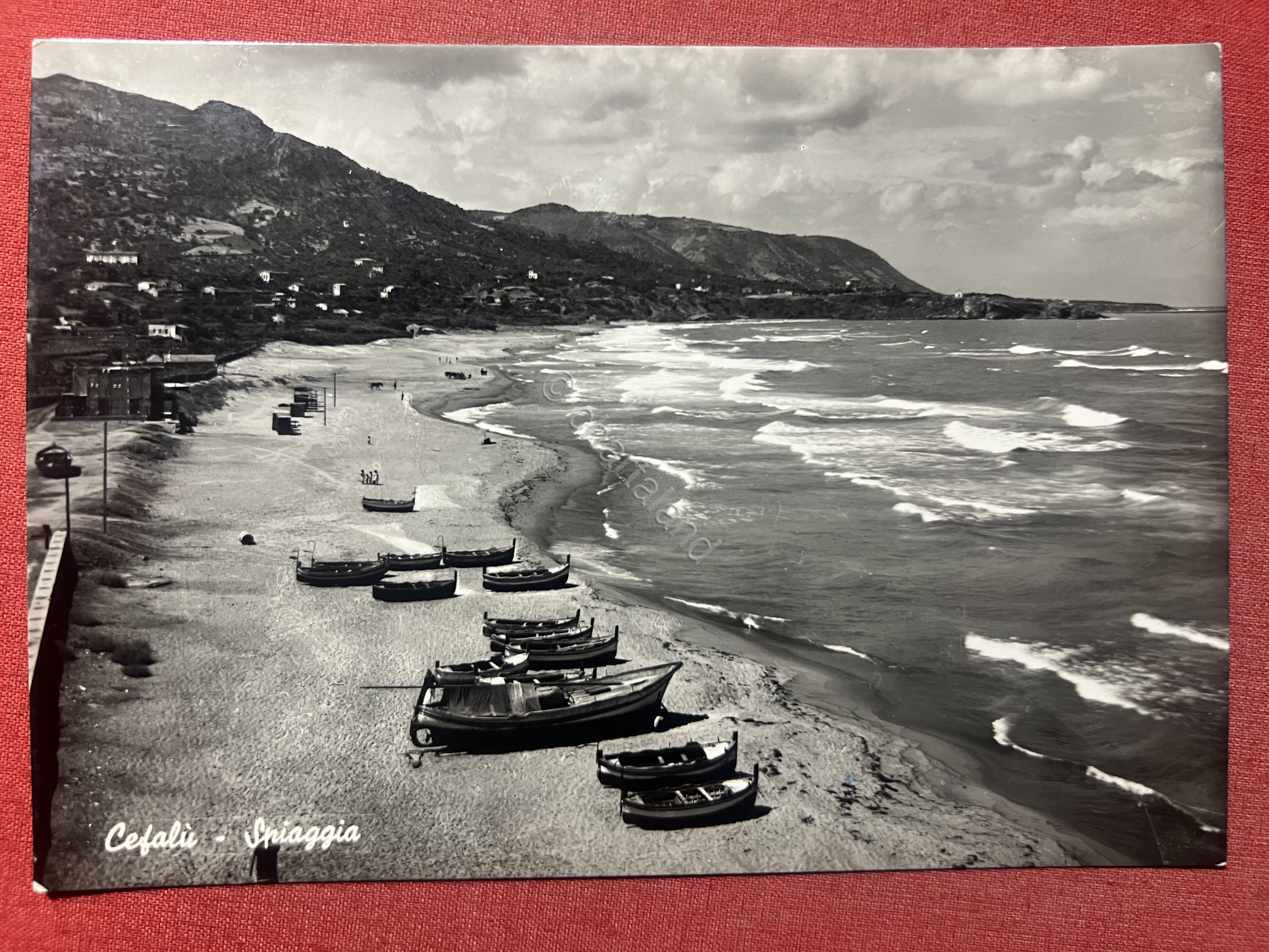 Cartolina - Cefalù ( Palermo ) - Spiaggia - 1957