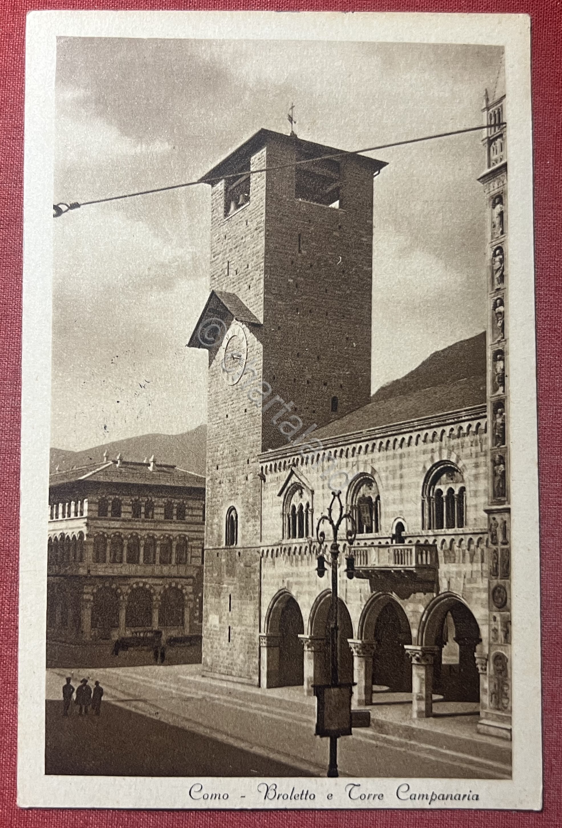 Cartolina - Como - Broletto e Torre Campanaria - 1929