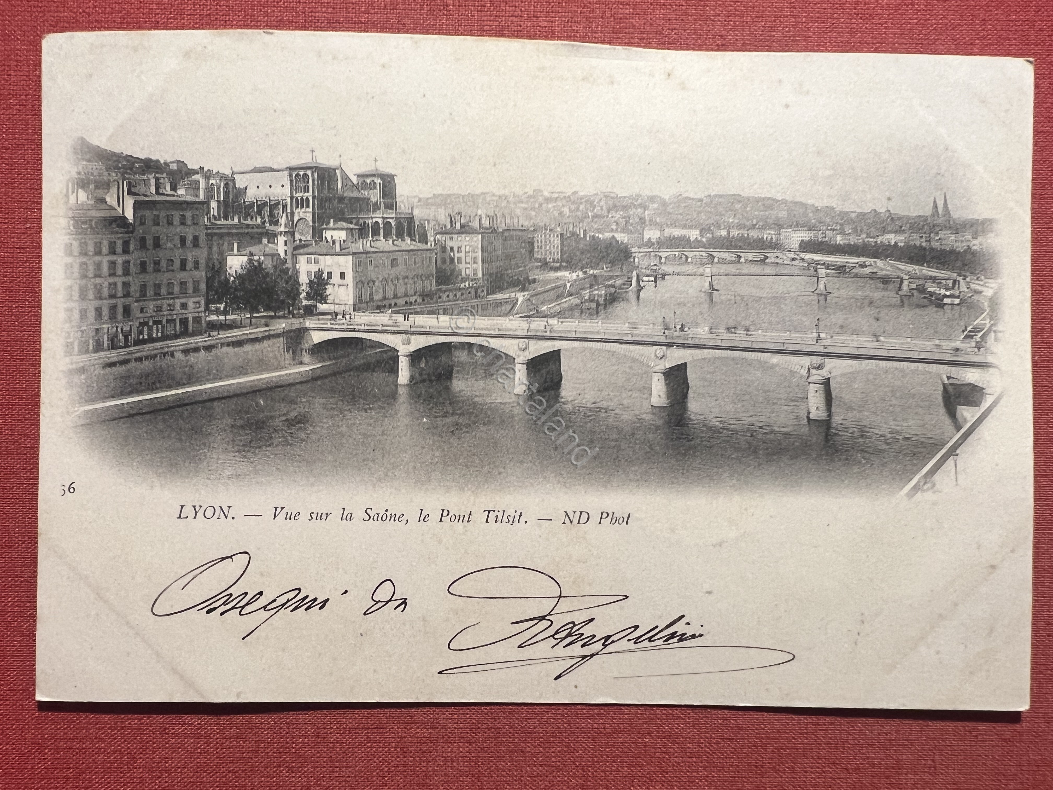 Cartolina - Lyon - Vue sur la Saòne, le Pont …