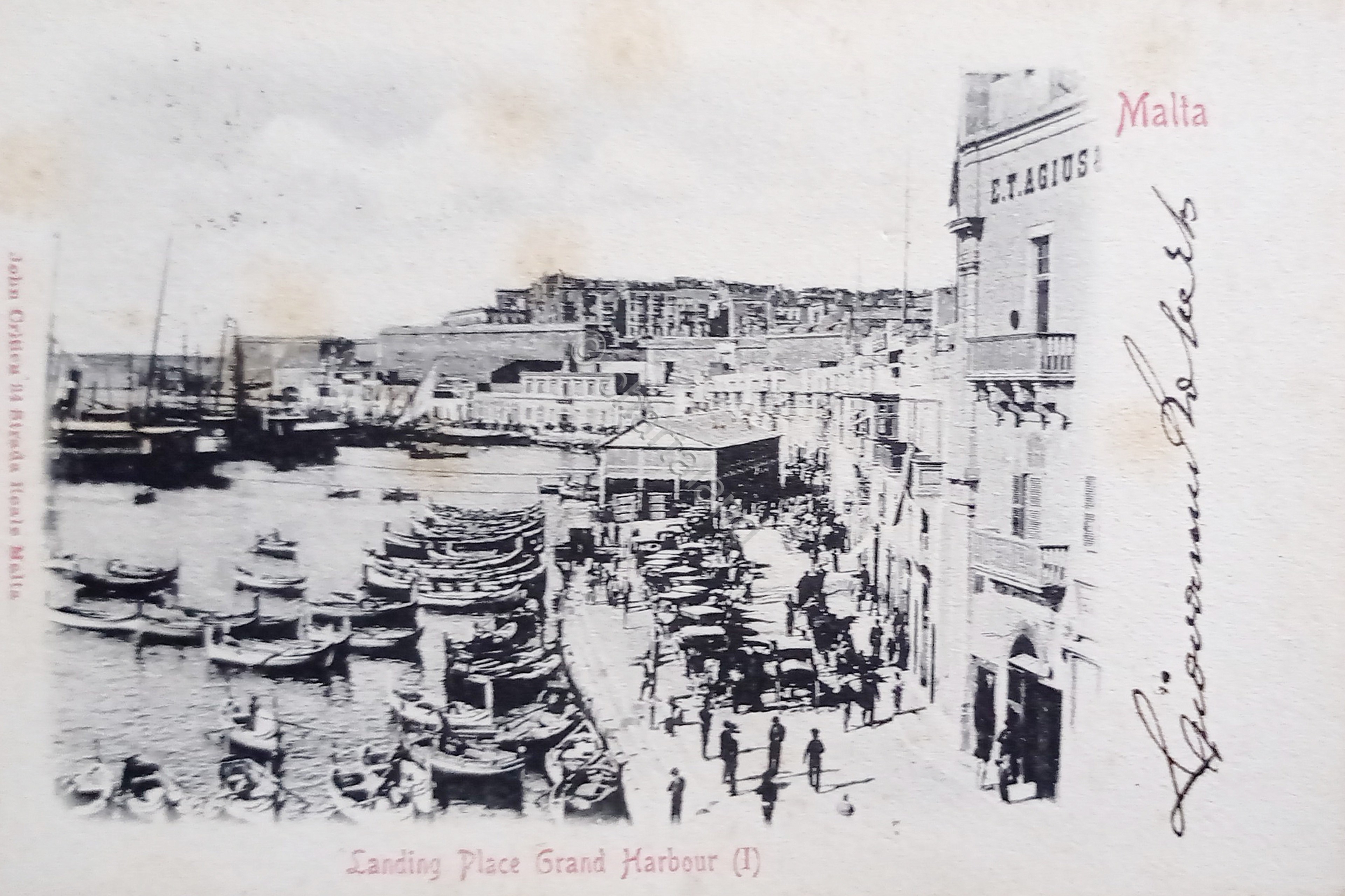Cartolina - Malta - Landing Place Grand Harbour - 1901