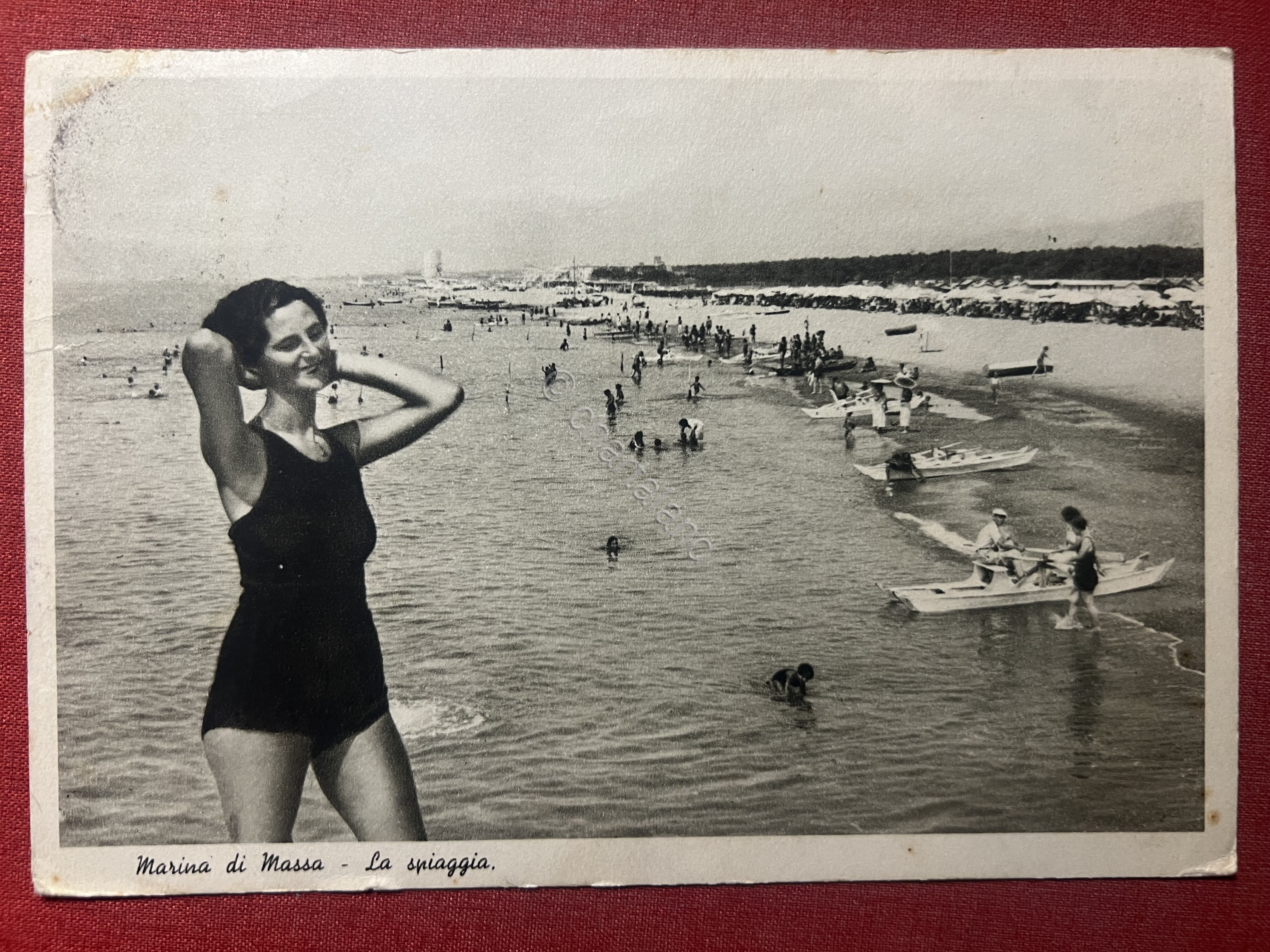 Cartolina - Marina di Massa - La Spiaggia - 1941