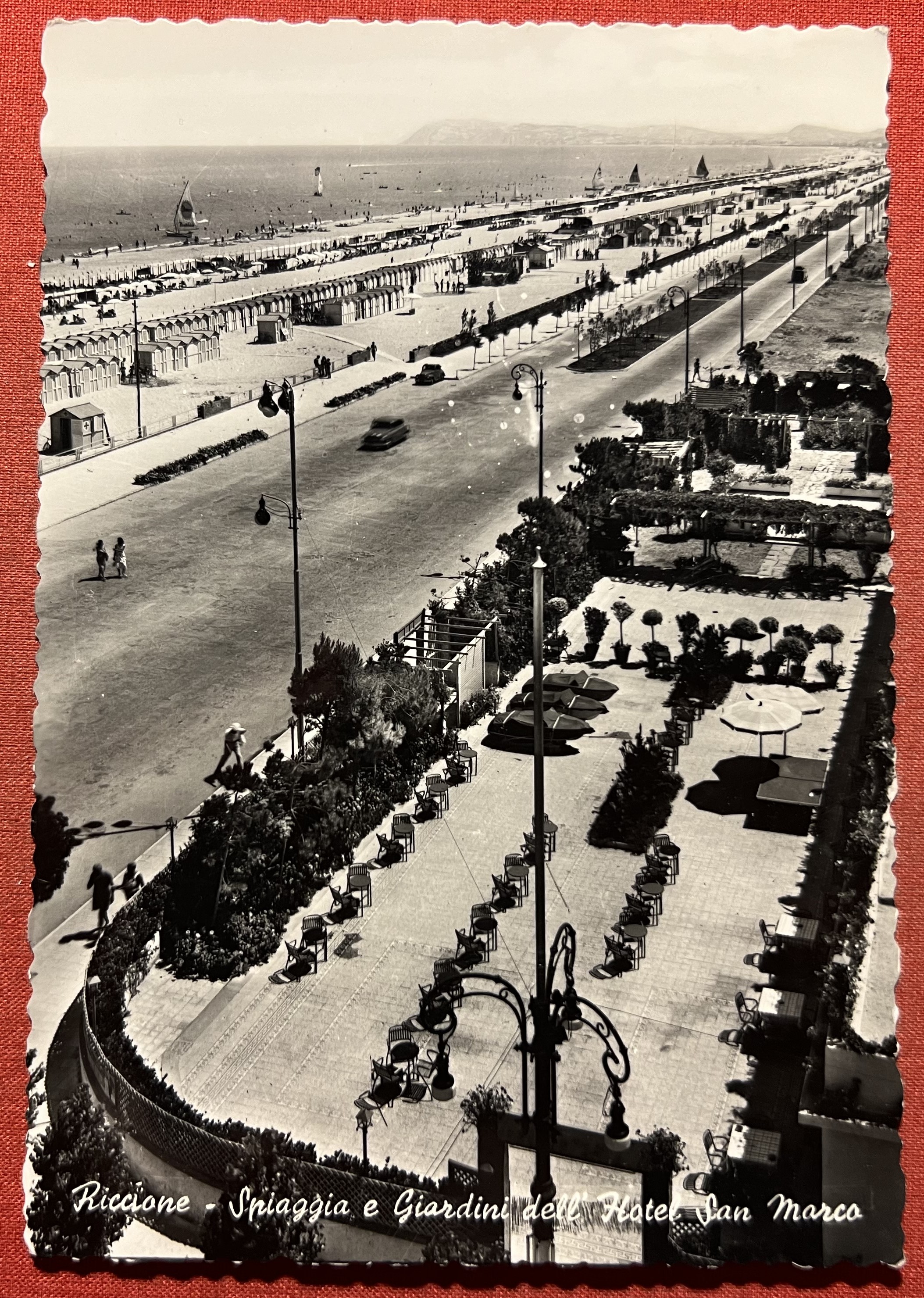 Cartolina - Riccione - Spiaggia e Giardini dell'Hotel San Marco …