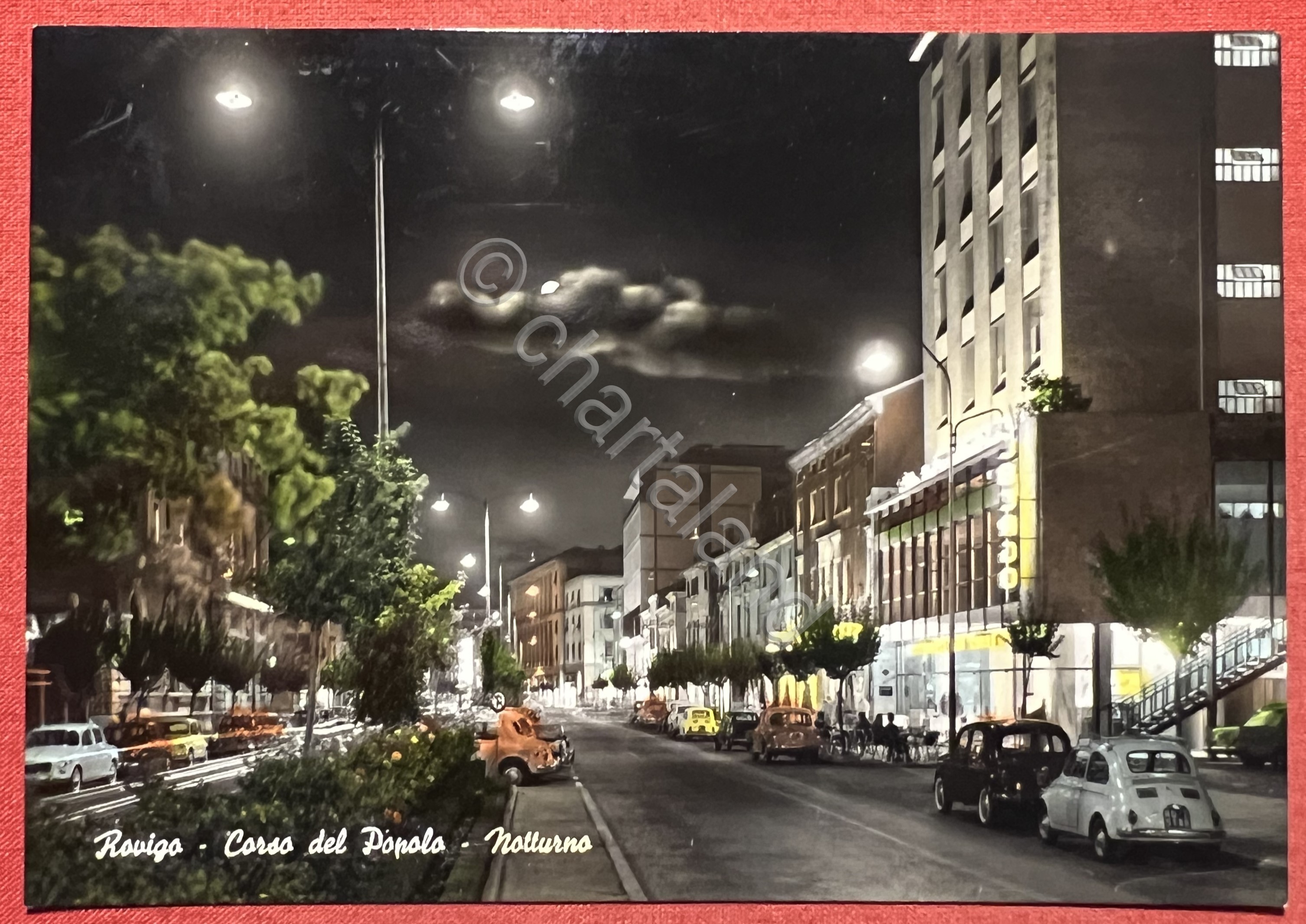 Cartolina - Rovigo - Corso del Popolo - Notturno - …