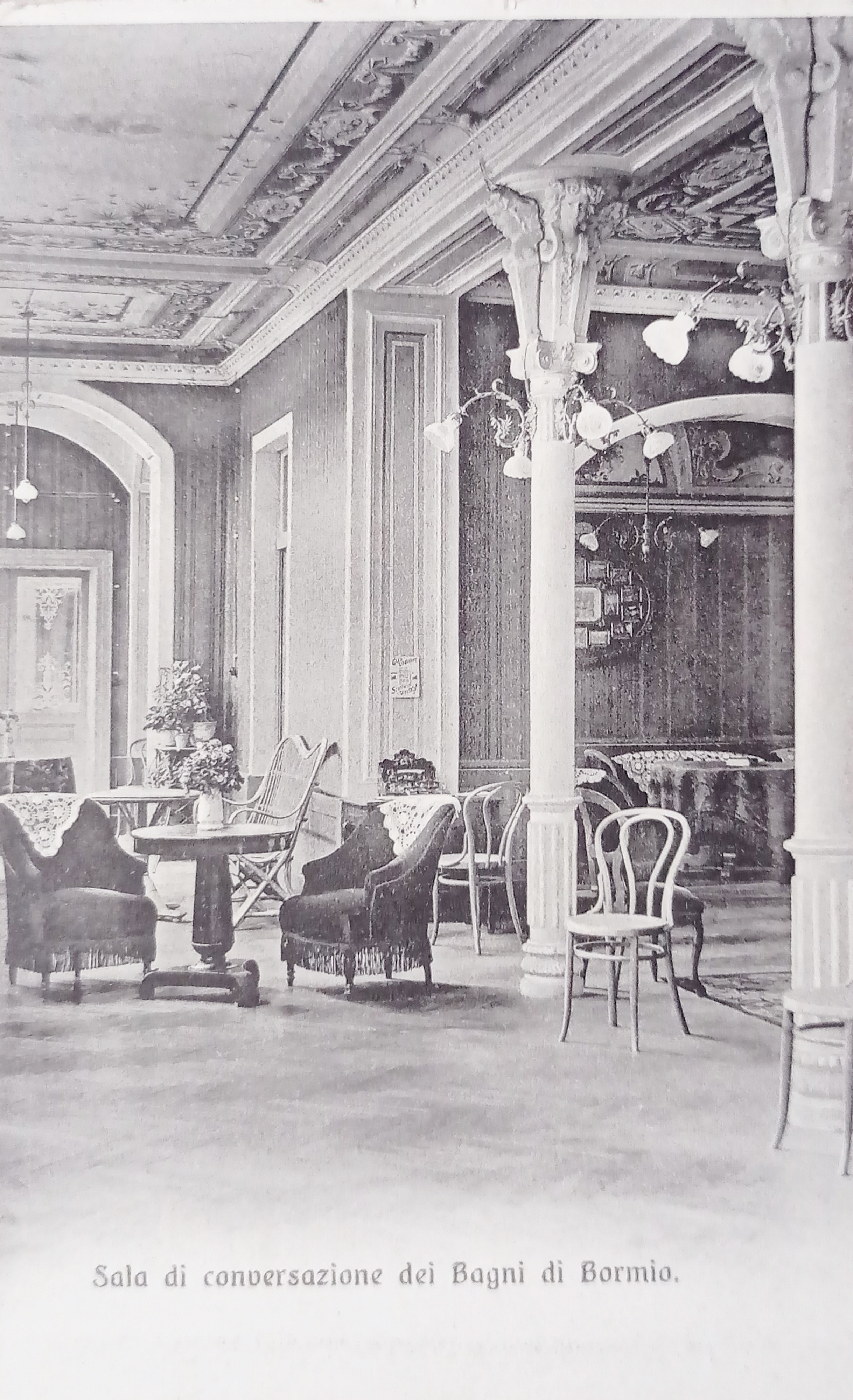 Cartolina - Sala di conversazione dei Bagni di Bormio - …