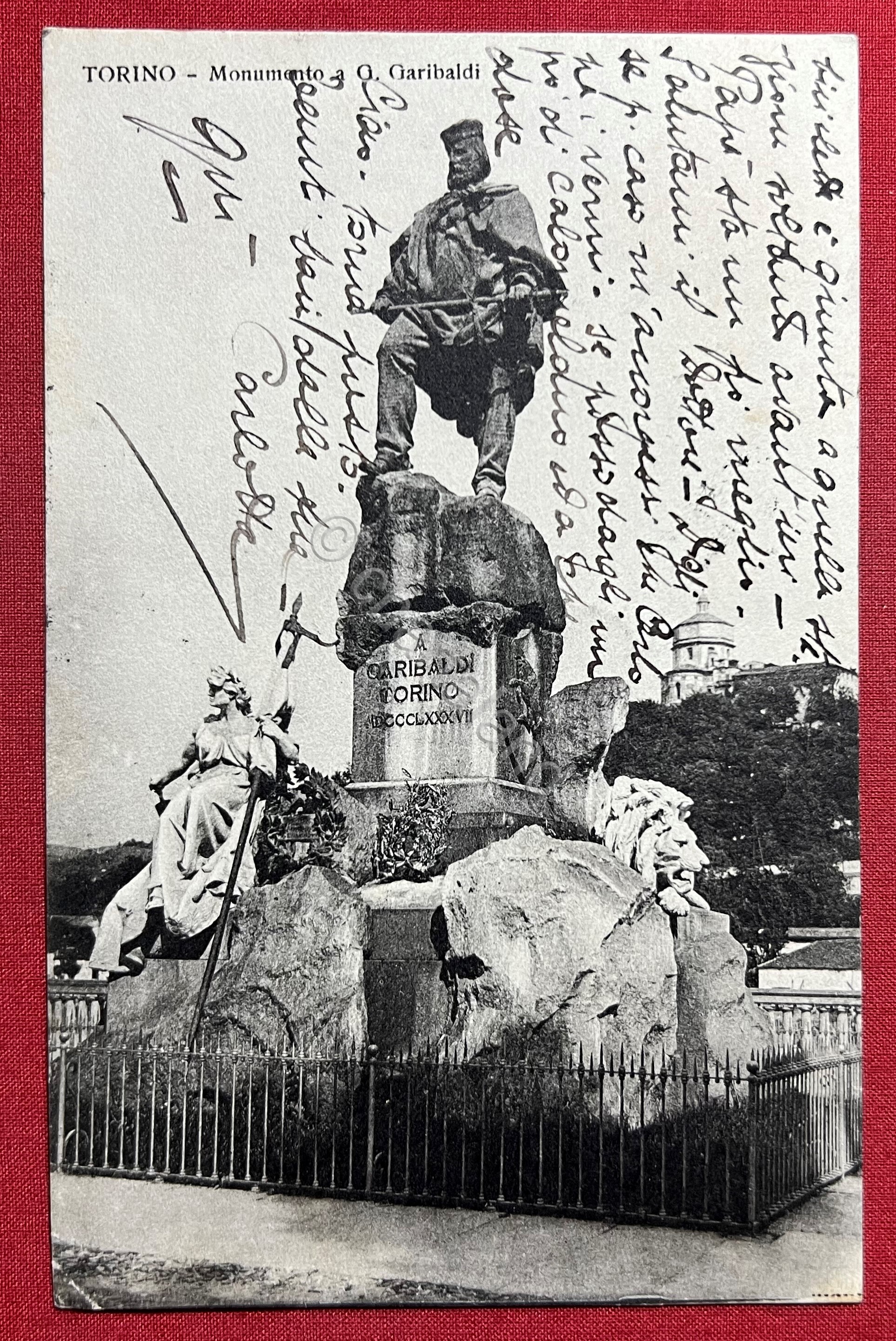 Cartolina - Torino - Monumento a G. Garibaldi - 1911