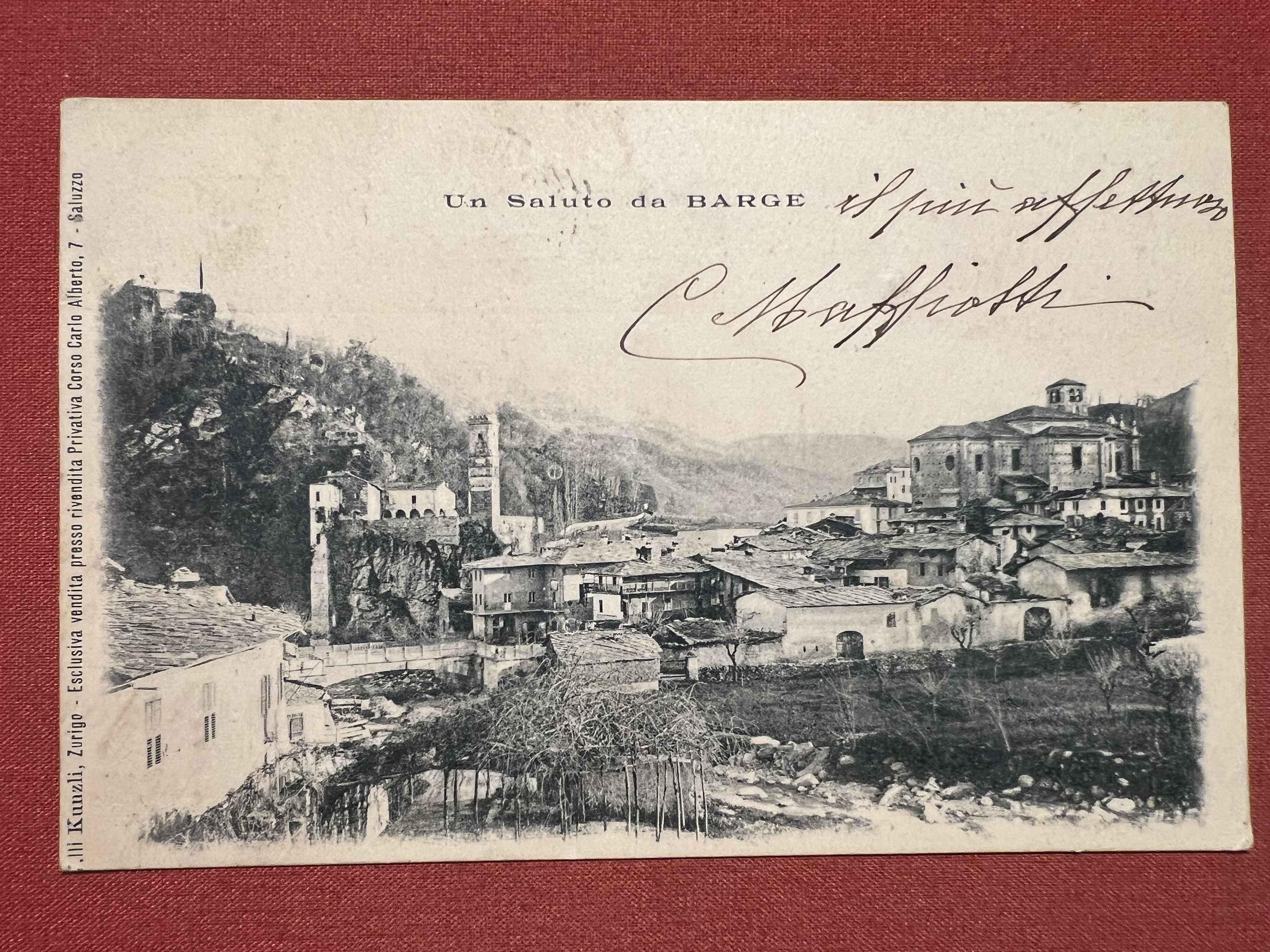 Cartolina - Un Saluto da Barge ( Cuneo ) - …