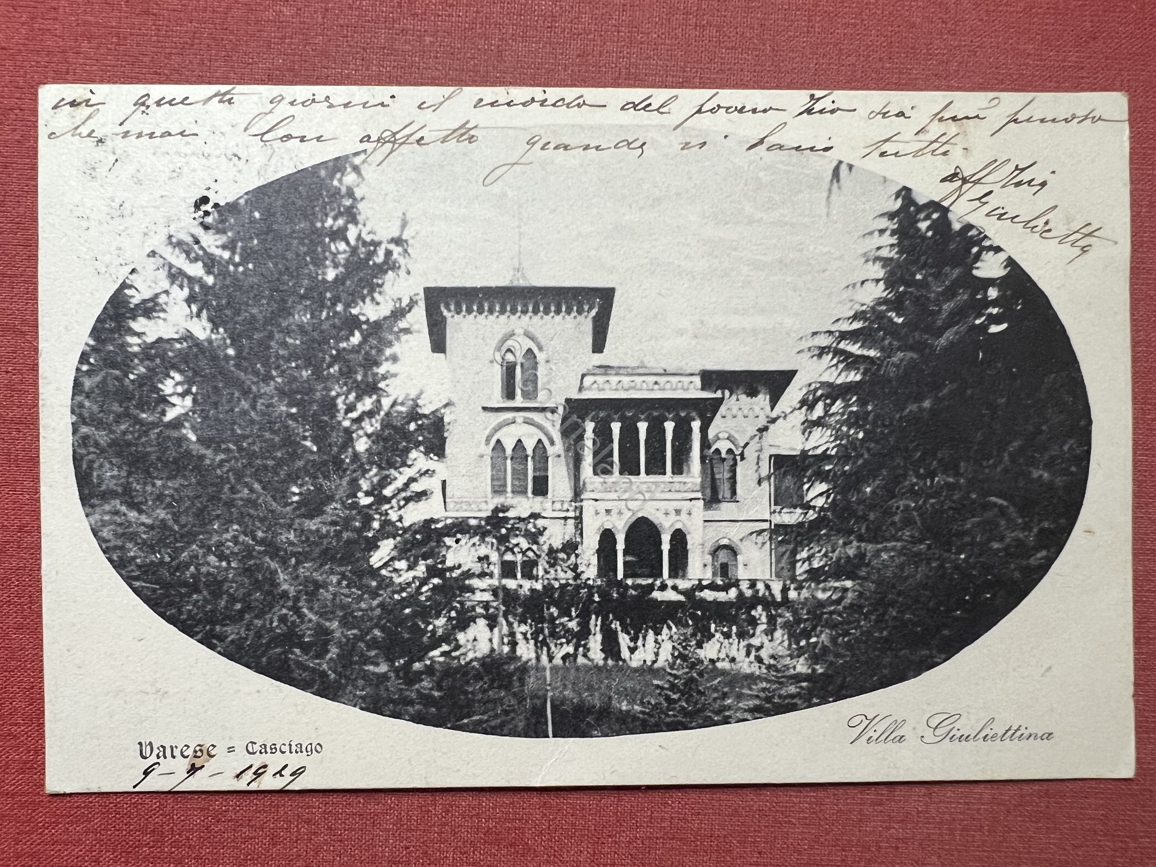 Cartolina - Varese - Casciago - Villa Giulietta - 1929