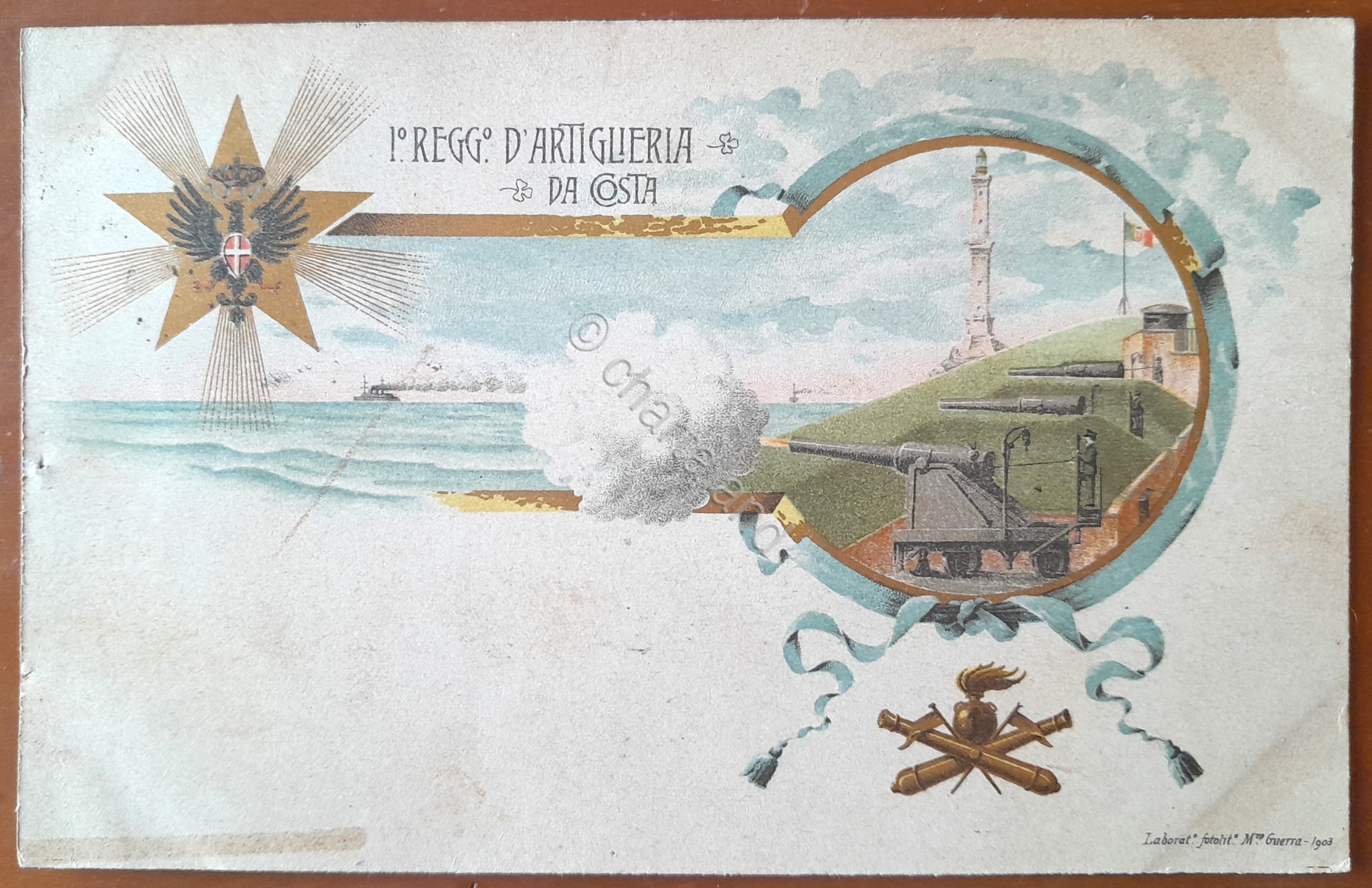 Cartolina 1° Regg.° d' Artiglieria da Costa - 1908 ca.