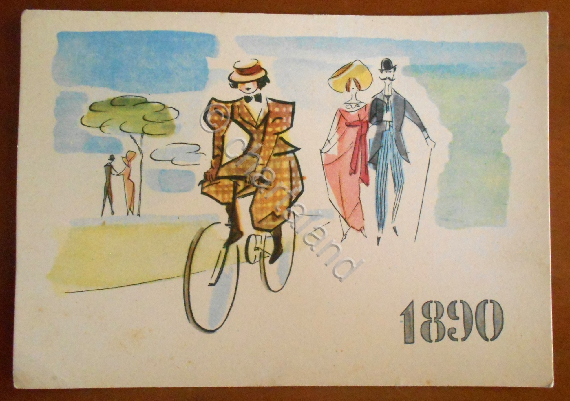 Cartolina 1890 - la storia della bicicletta - i pionieri …