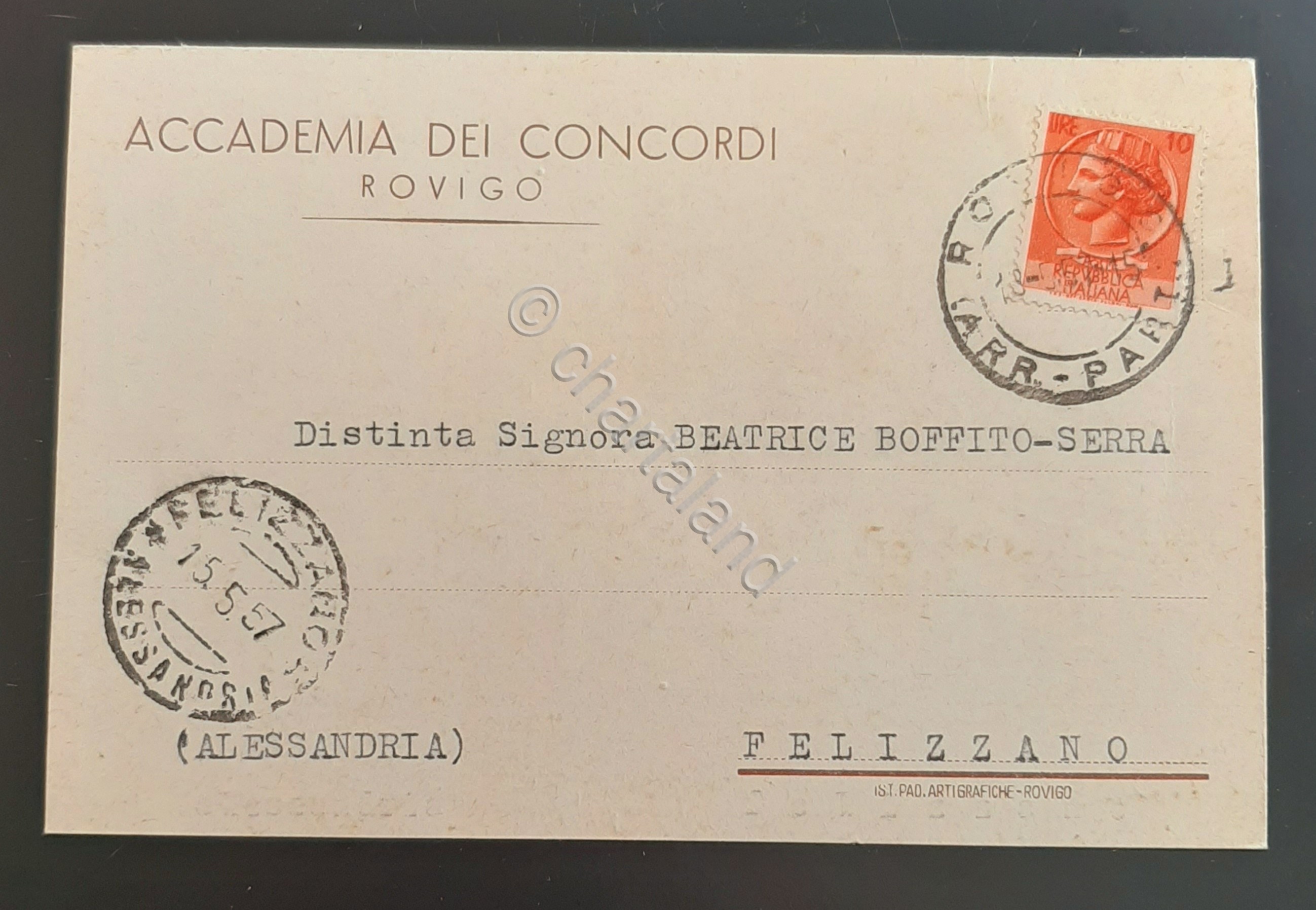 Cartolina Accademia dei Concordi - Rovigo - 1957
