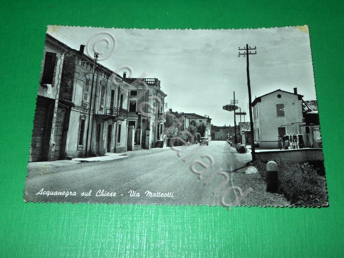 Cartolina Acquanegra sul Chiese - Via Matteotti 1955 ca