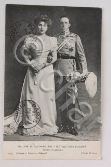 Cartolina Alfonso XIII di Spagna e regina Vittoria Eugenia Battenberg …