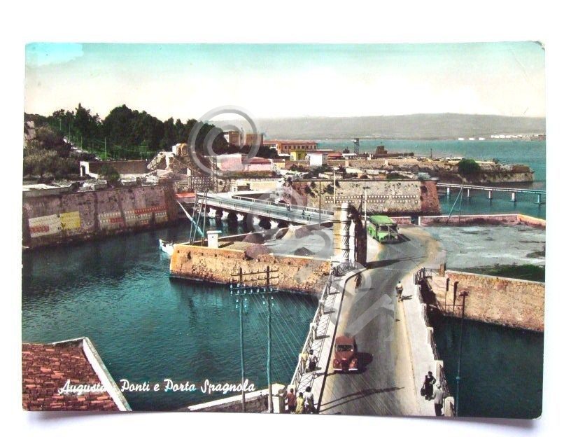 Cartolina Augusta - Ponti e Porta Spagnola 1955.