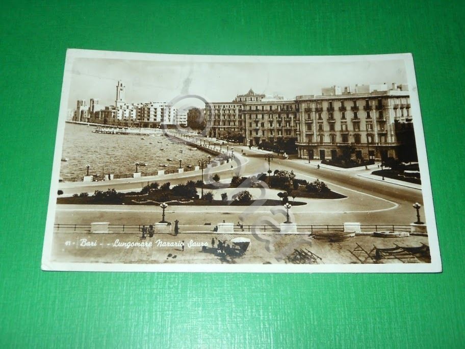 Cartolina Bari - Lungomare Nazario Sauro 1938.