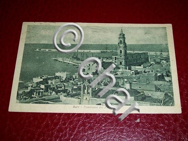 Cartolina Bari - Panorama del Porto 1920.