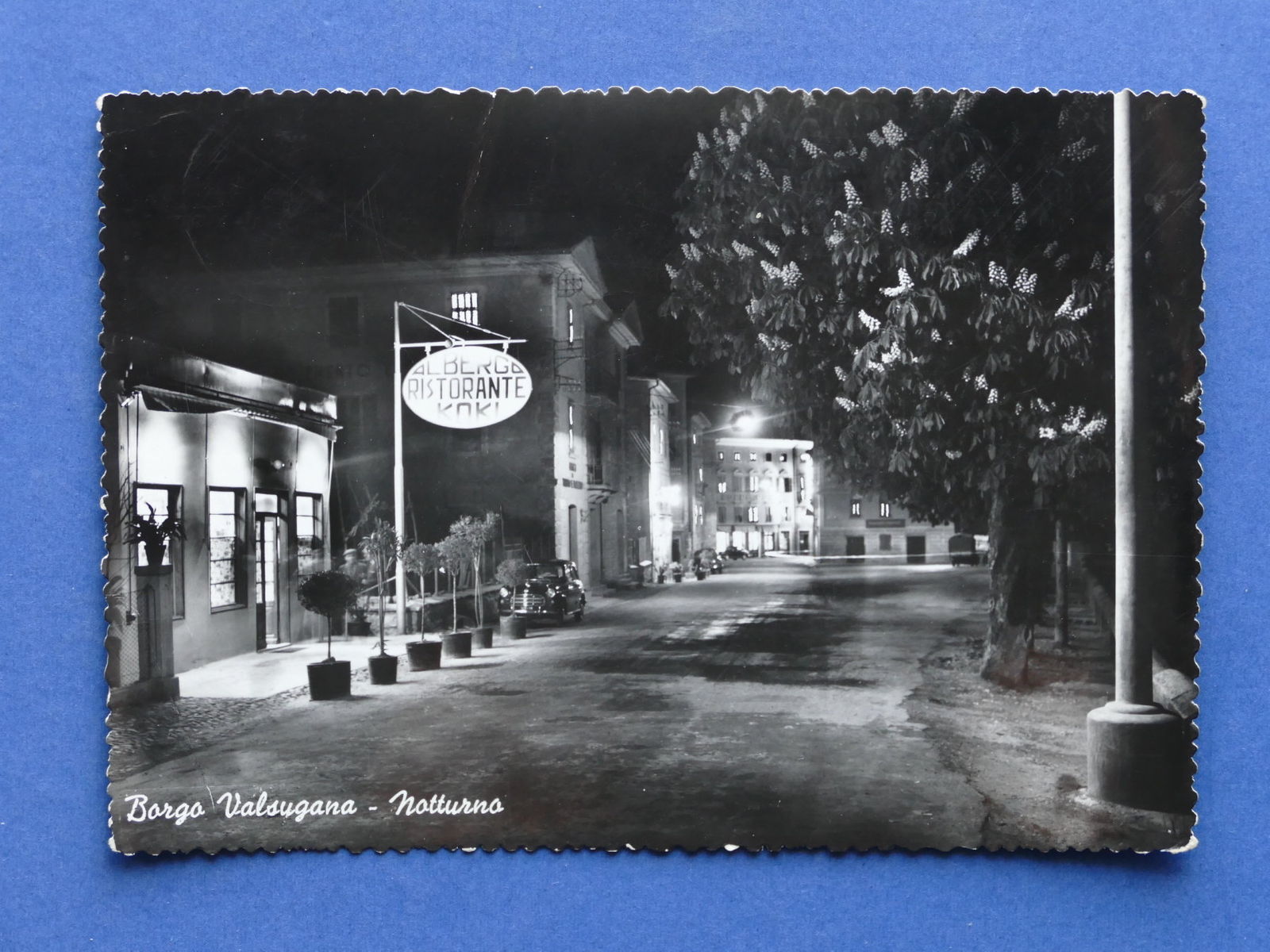 Cartolina Borgo Valsugana - Notturno - 1955