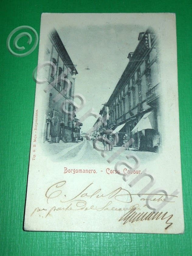 Cartolina Borgomanero - Corso Cavour 1901.