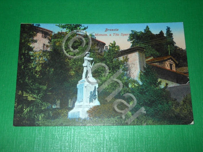 Cartolina Brescia - Monumento a Tito Speri 1917.