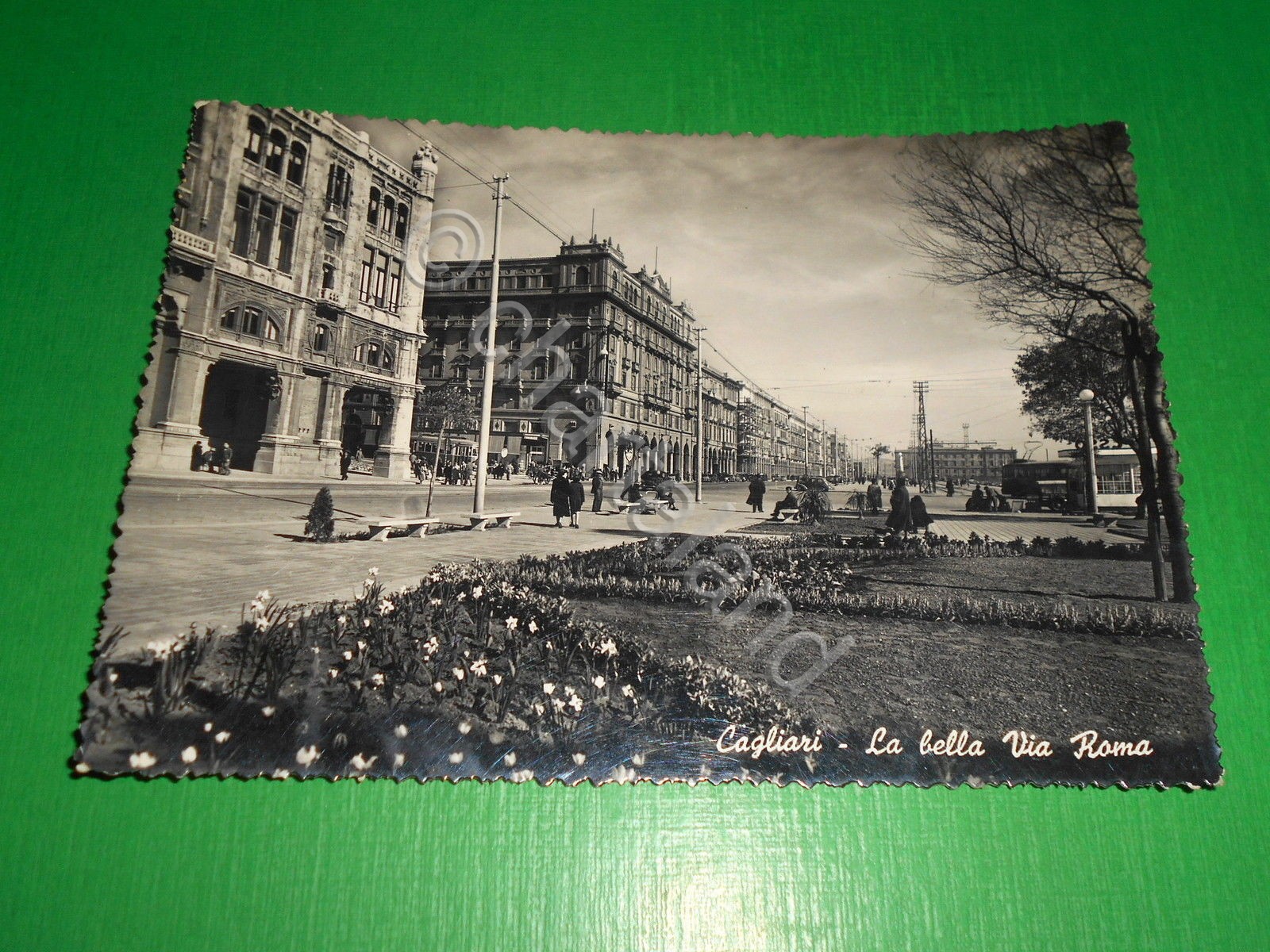 Cartolina Cagliari - La bella Via Roma 1952
