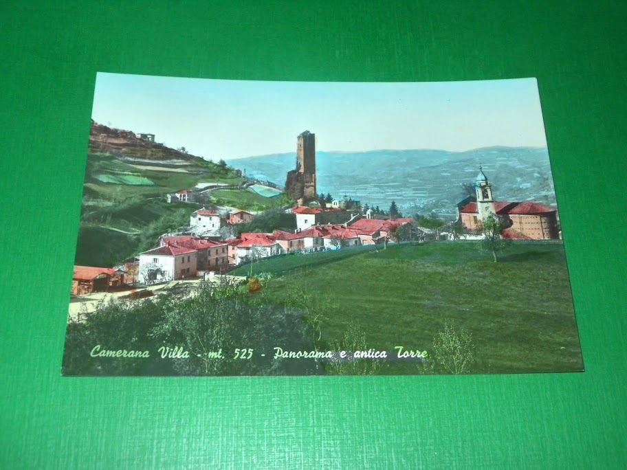 Cartolina Camerano Villa - Panorama e antica Torre 1960 ca.