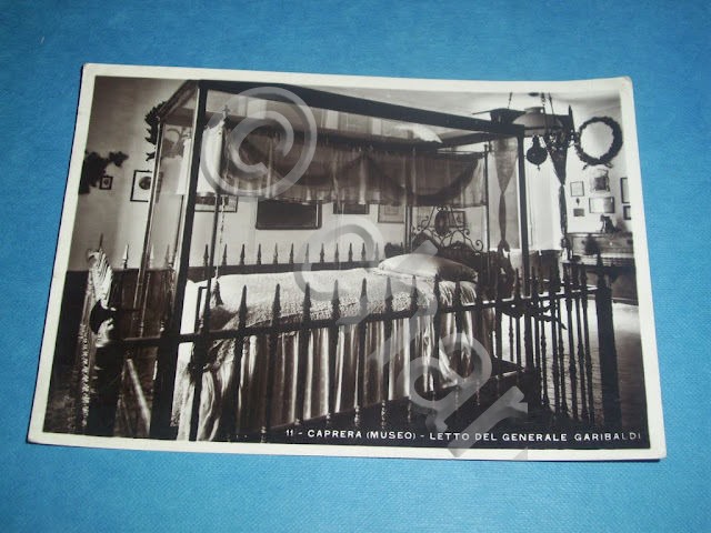 Cartolina Caprera ( Museo ) - Letto di Garibaldi 1937.