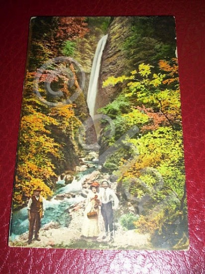 Cartolina Cascata di Rescia presso Osteno 1929.