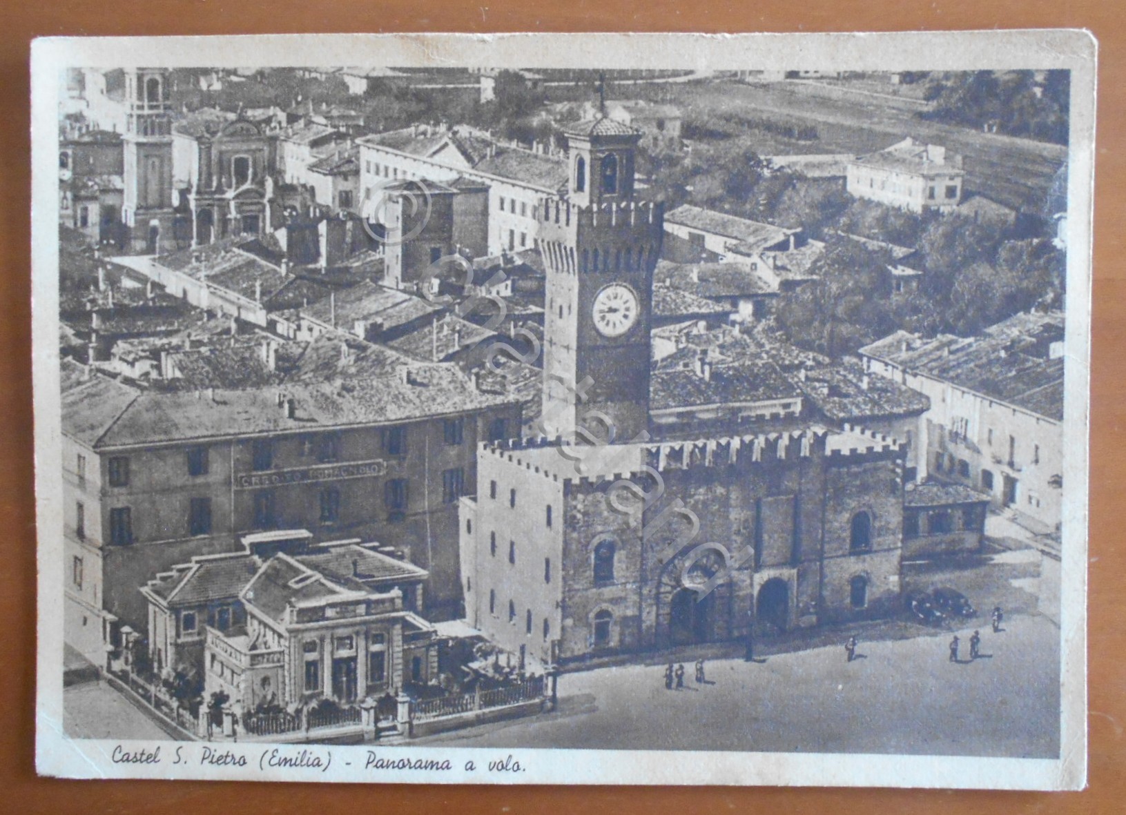 Cartolina Castel S. Pietro - Panorama a volo - 1943