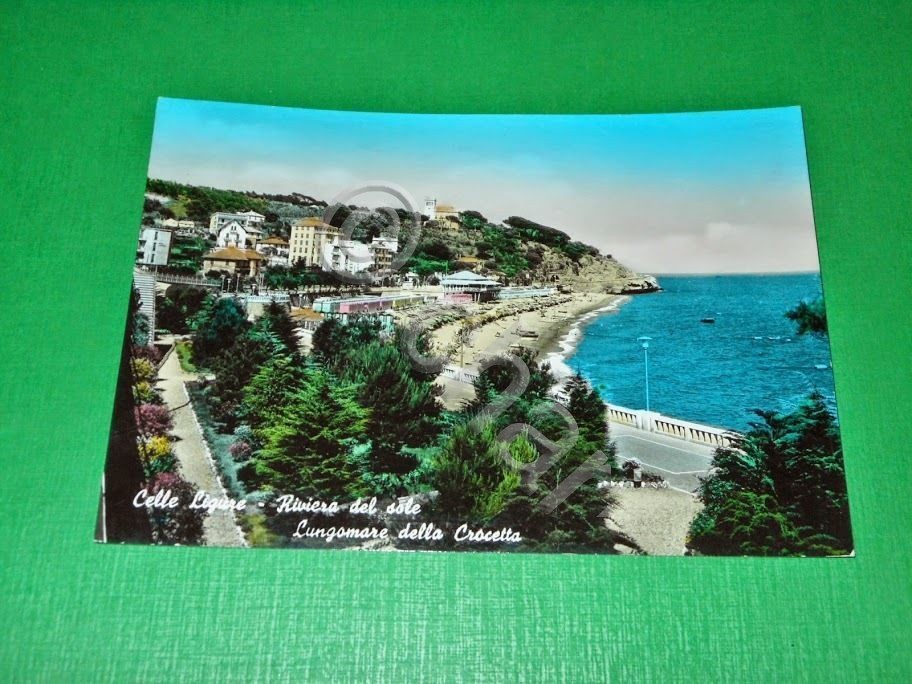 Cartolina Celle Ligure - Lungomare della Crocetta - 1959.