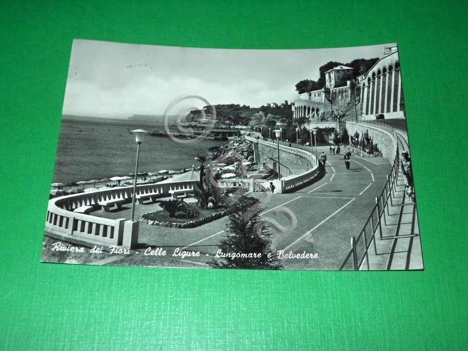 Cartolina Celle Ligure - Lungomare e Belvedere 1957.