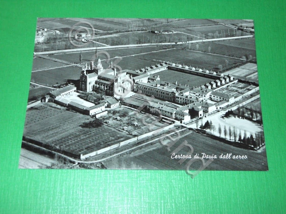 Cartolina Certosa di Pavia - Panorama dall' aereo 1960 ca