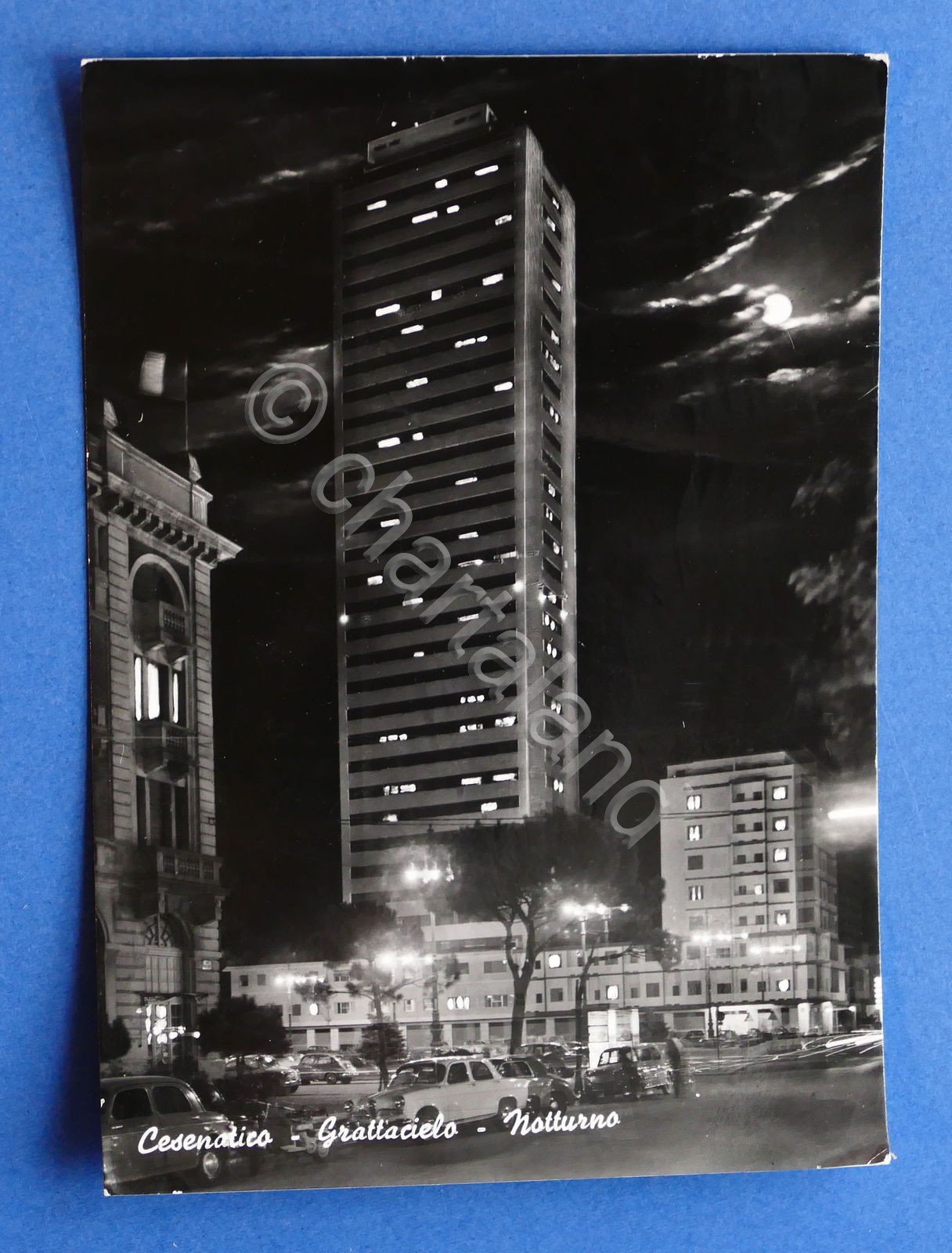 Cartolina Cesenatico - Grattacielo - Notturno - 1960.