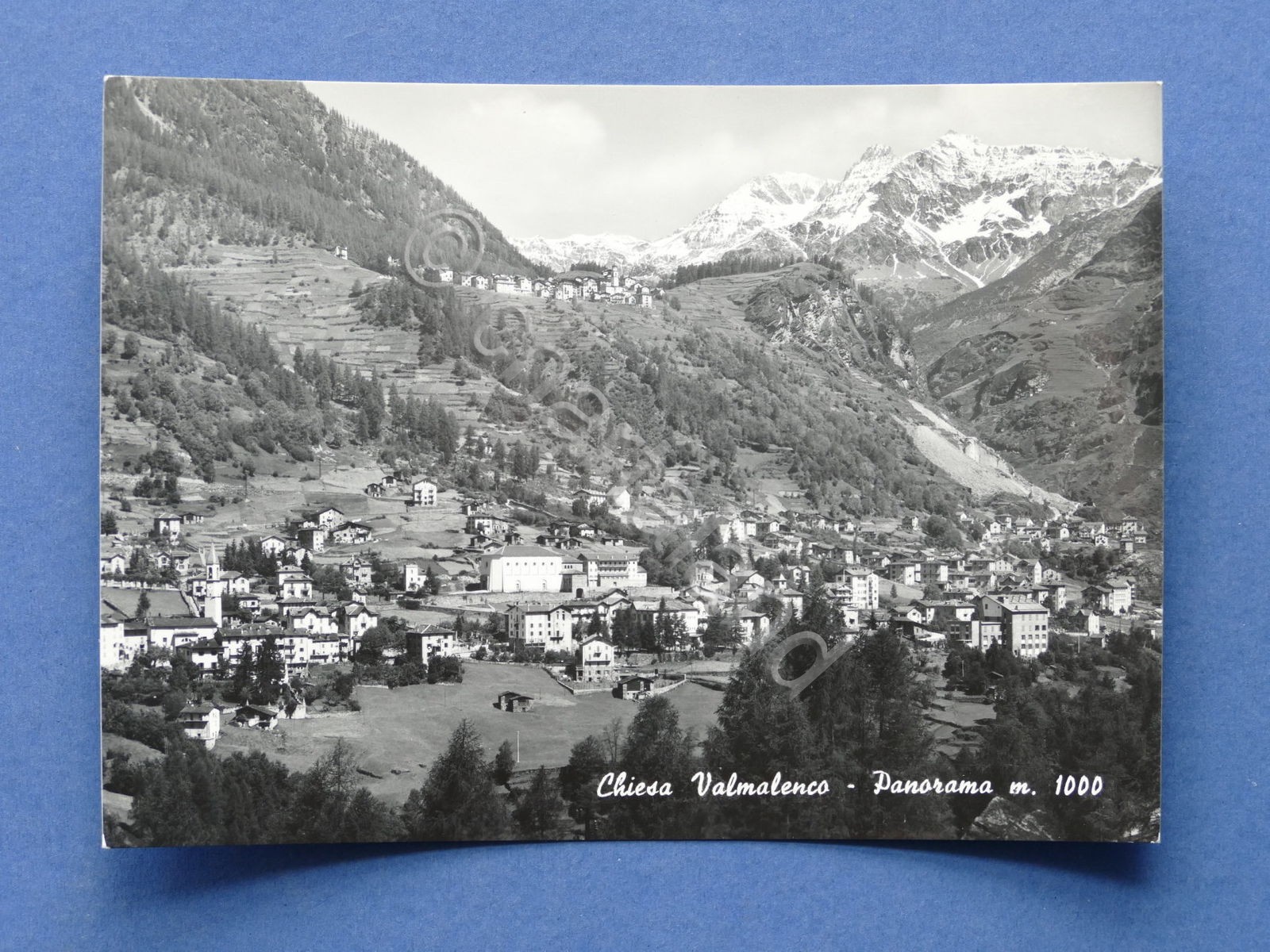 Cartolina Chiesa Valmalenco - Panorama 1957 ca..
