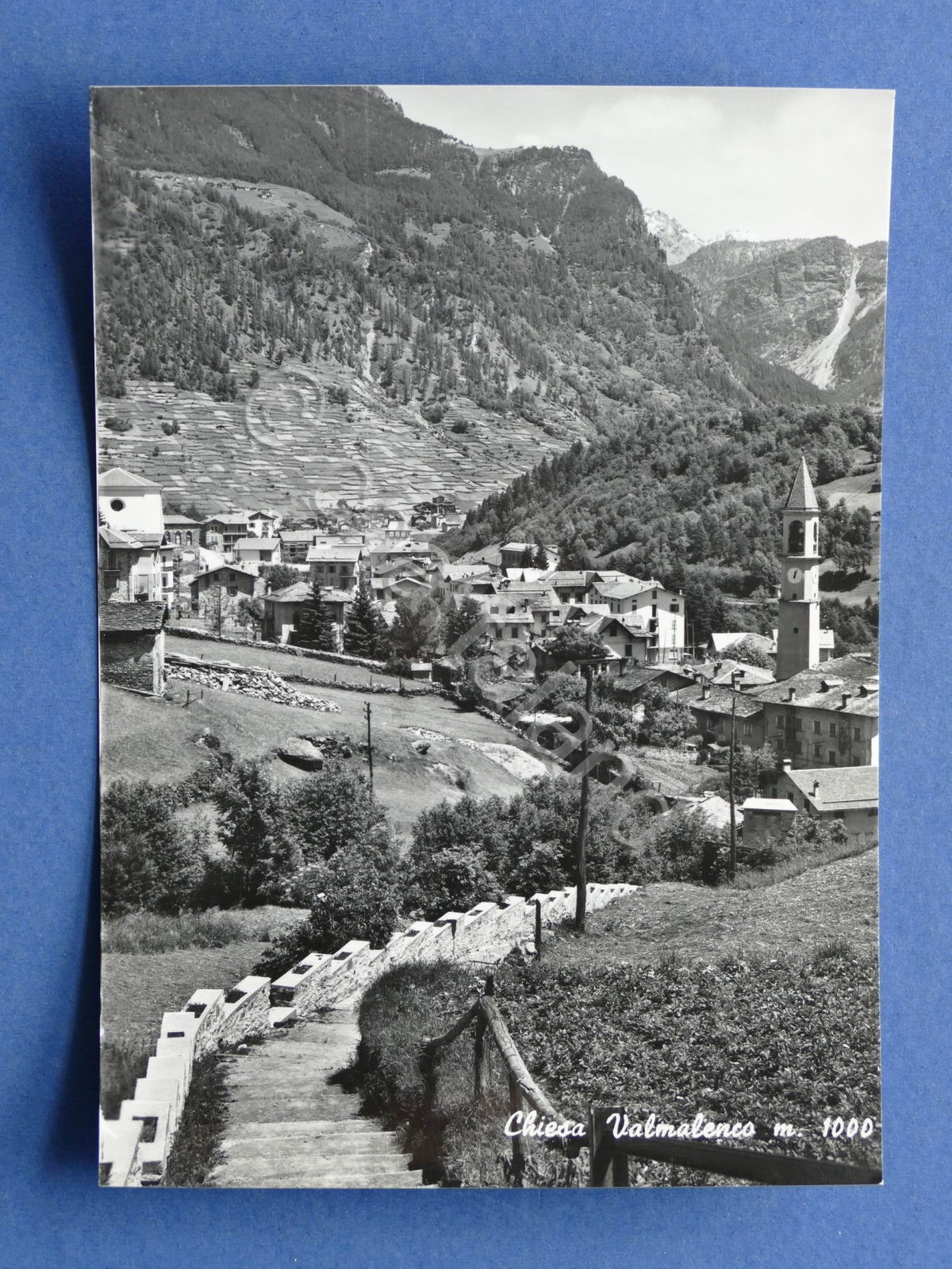 Cartolina Chiesa Valmalenco - Panorama parziale - 1957 ca..