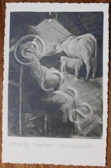 Cartolina con Autografo artista e pittore Giulio Fanfani anni '30