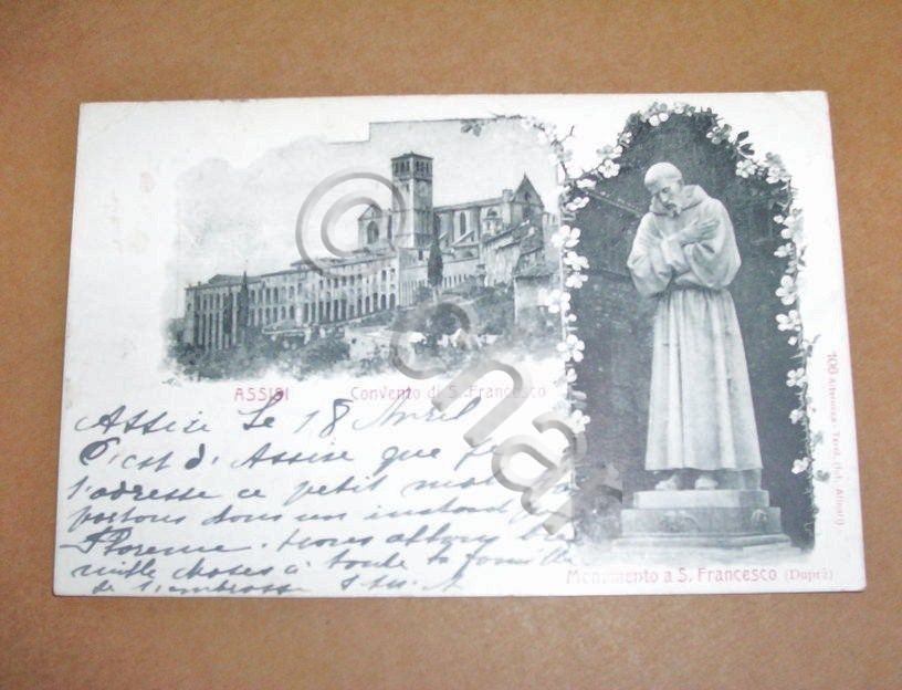 Cartolina Convento di S. Francesco e Monumento 1903.