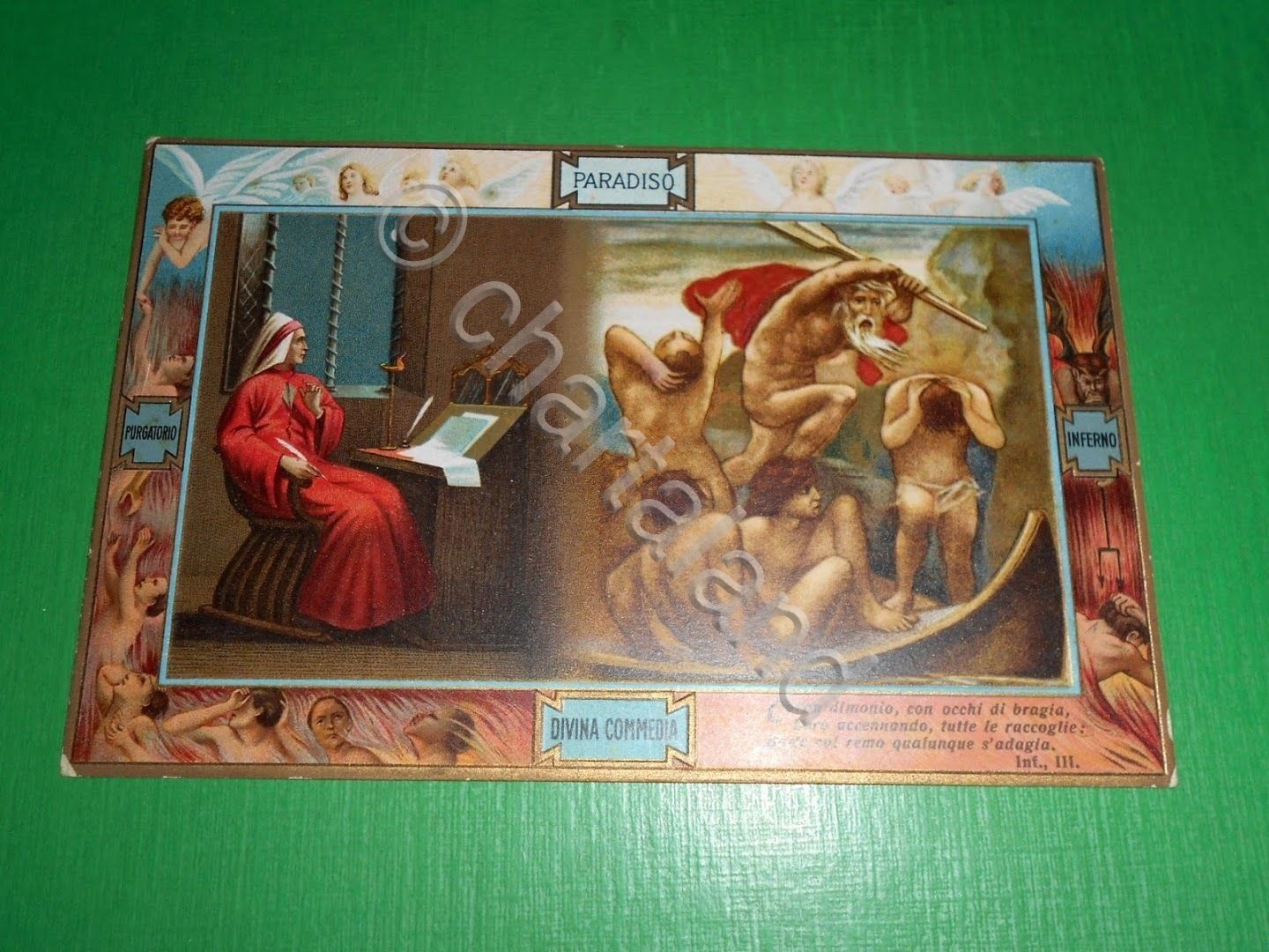 Cartolina Dante - Divina Commedia - Visione della Barca di …